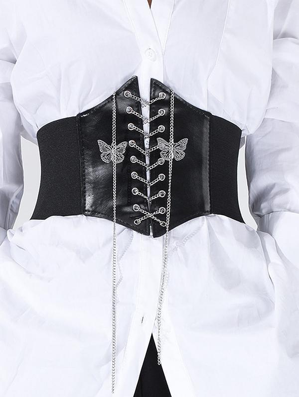 Zaful Fashion Metal Butterfly Chains Corset-style Waist Belt in Black | Lyst
