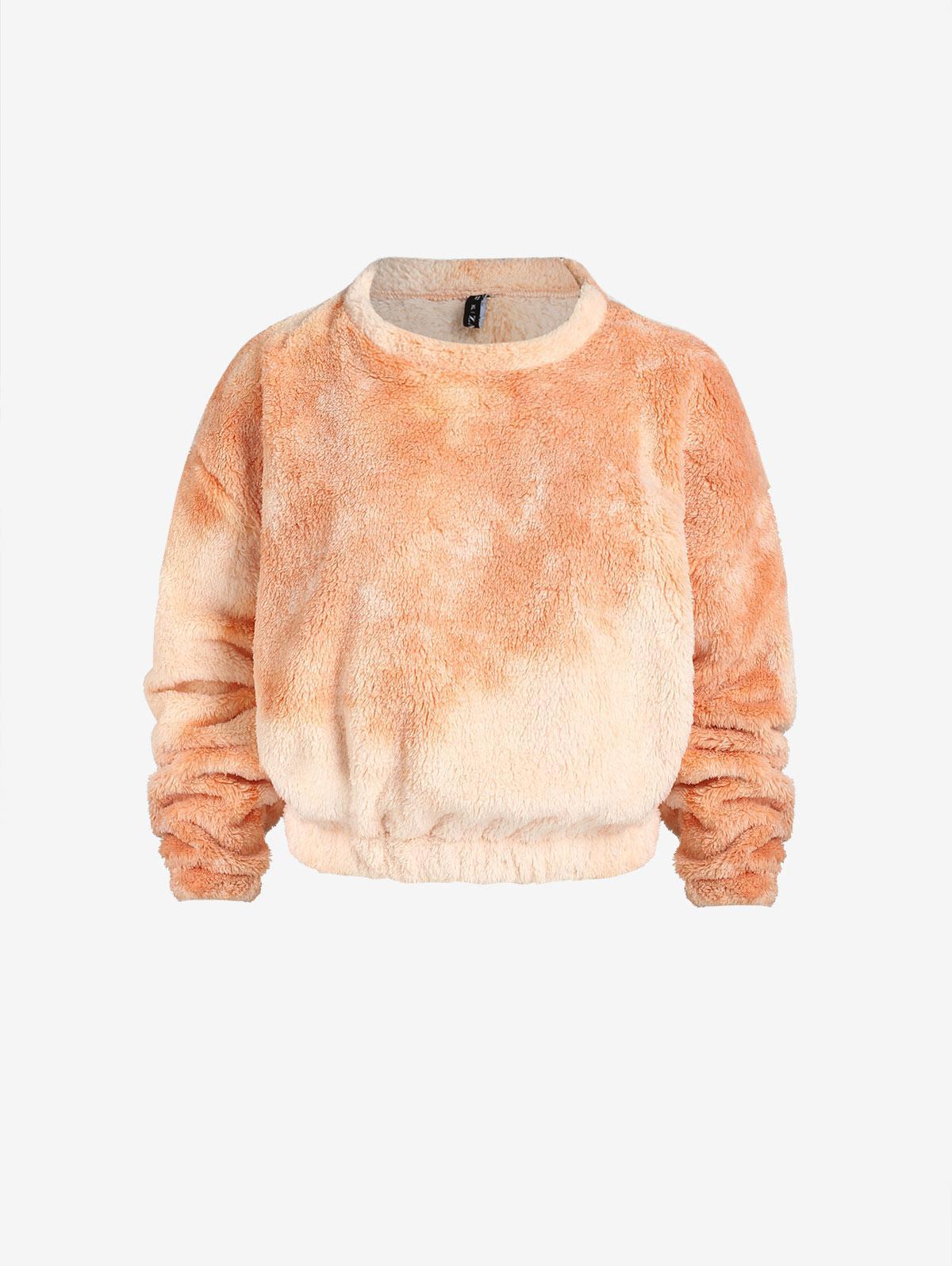Zaful Hoodies Plus Size Tie Dye Fluffy 