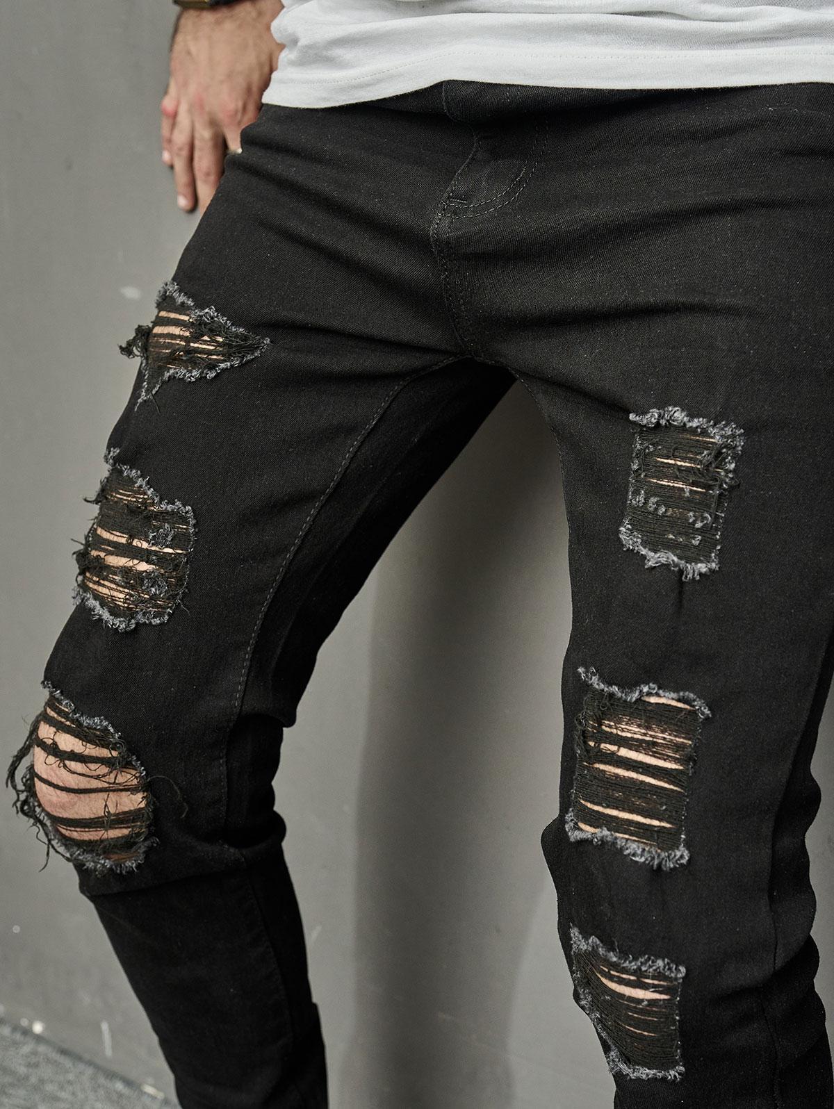 Zaful Streetwear Daily Solid Color Ripped Distressed Destroyed Design  Skinny Jeans in Black for Men | Lyst UK