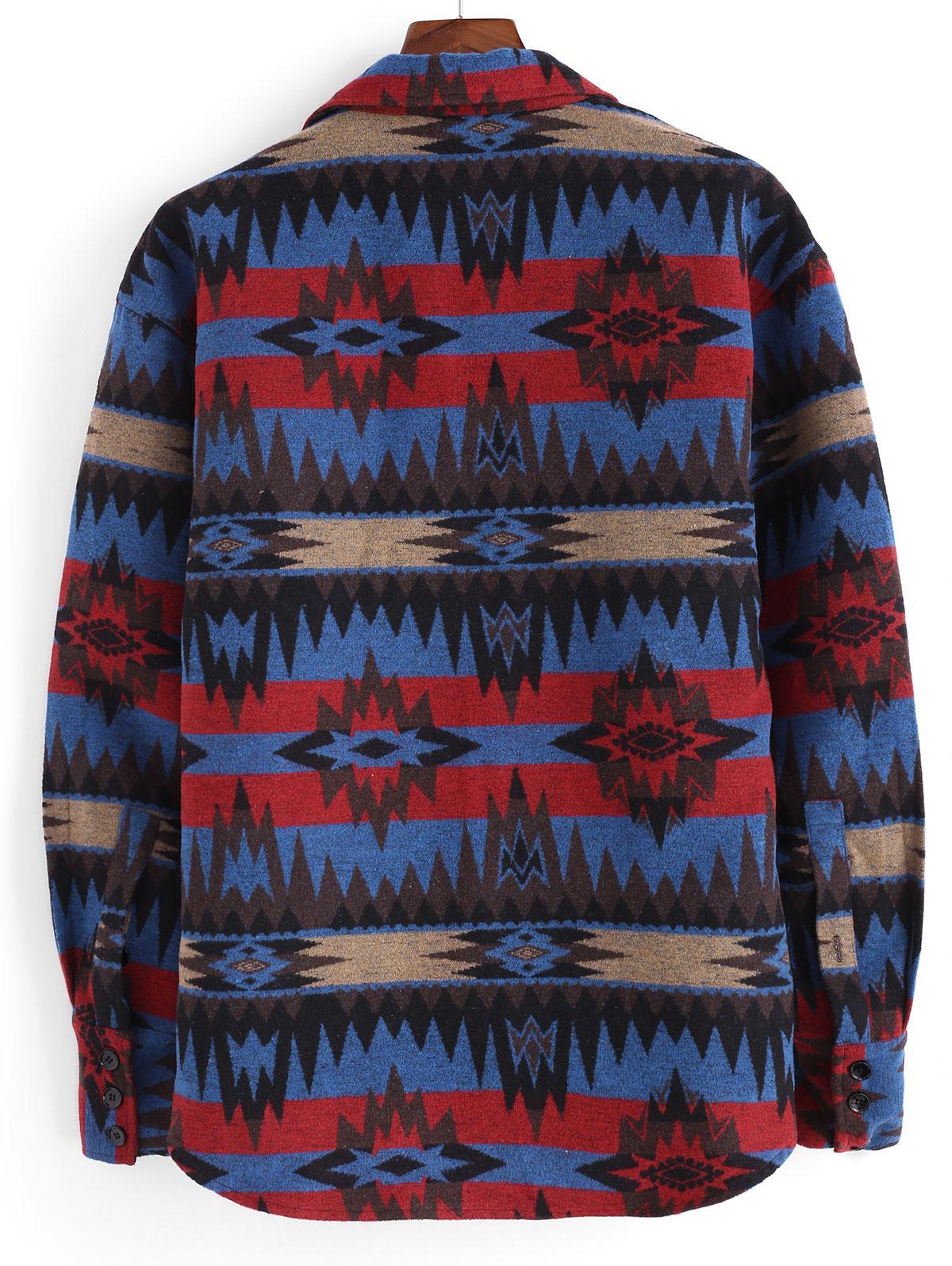Zaful Zip Streetwear Geometric Aztec Printed Rib-knit Trim Jacket Xl Multi C for Men Mens Clothing Jackets Casual jackets 