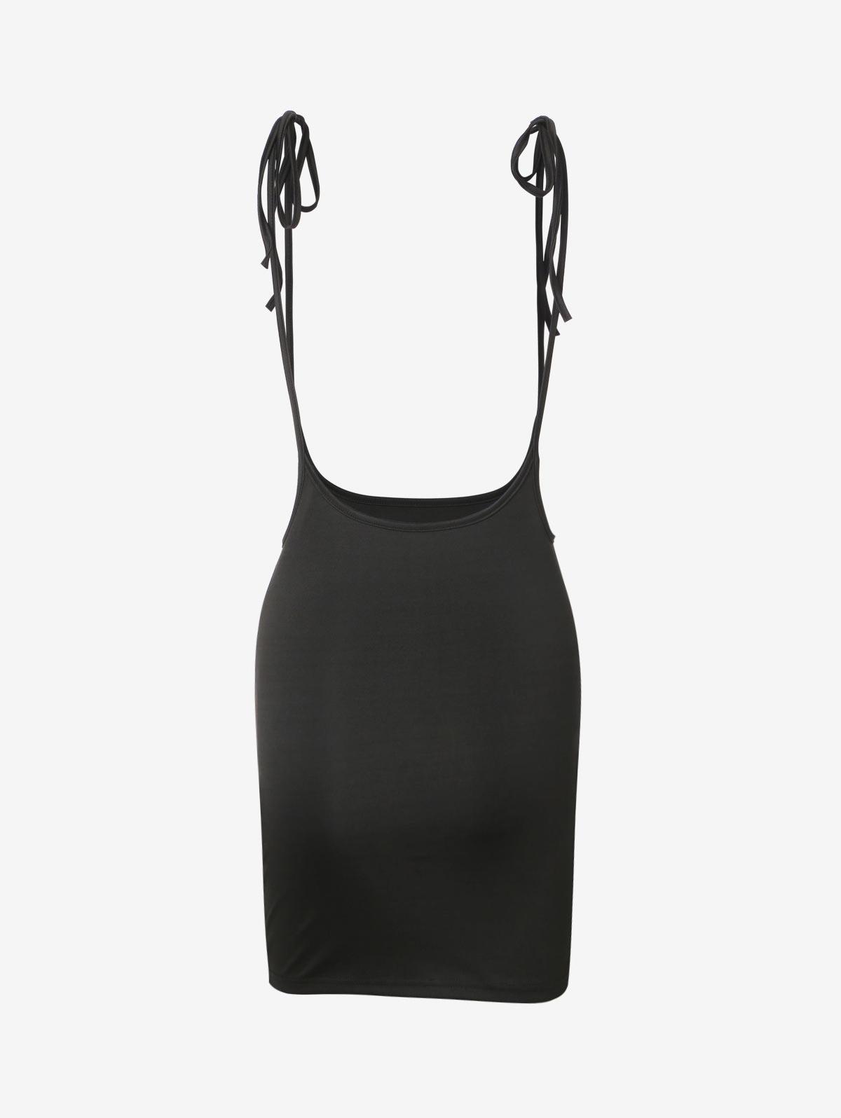 Zaful Tie Shoulder Slit Suspender Skirt in Black | Lyst