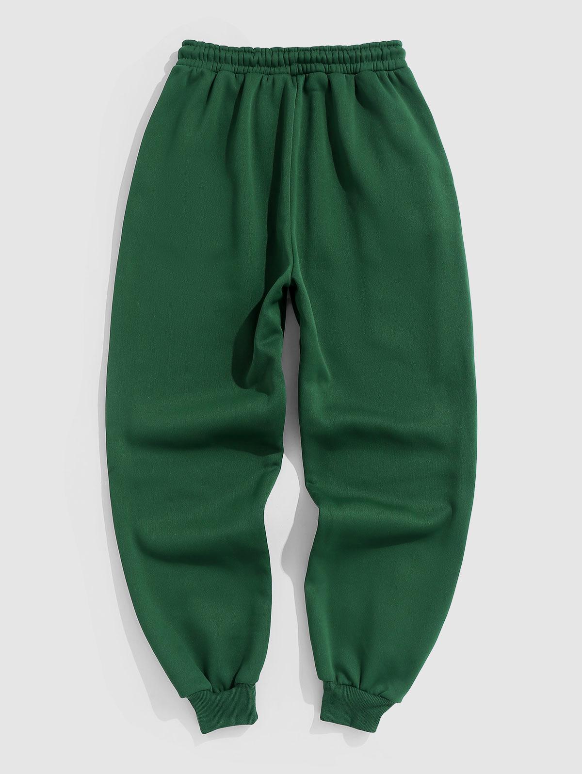 Zaful Japanese Character Rose Print Pocket Thermal Lined Sweatpants in  Green for Men | Lyst