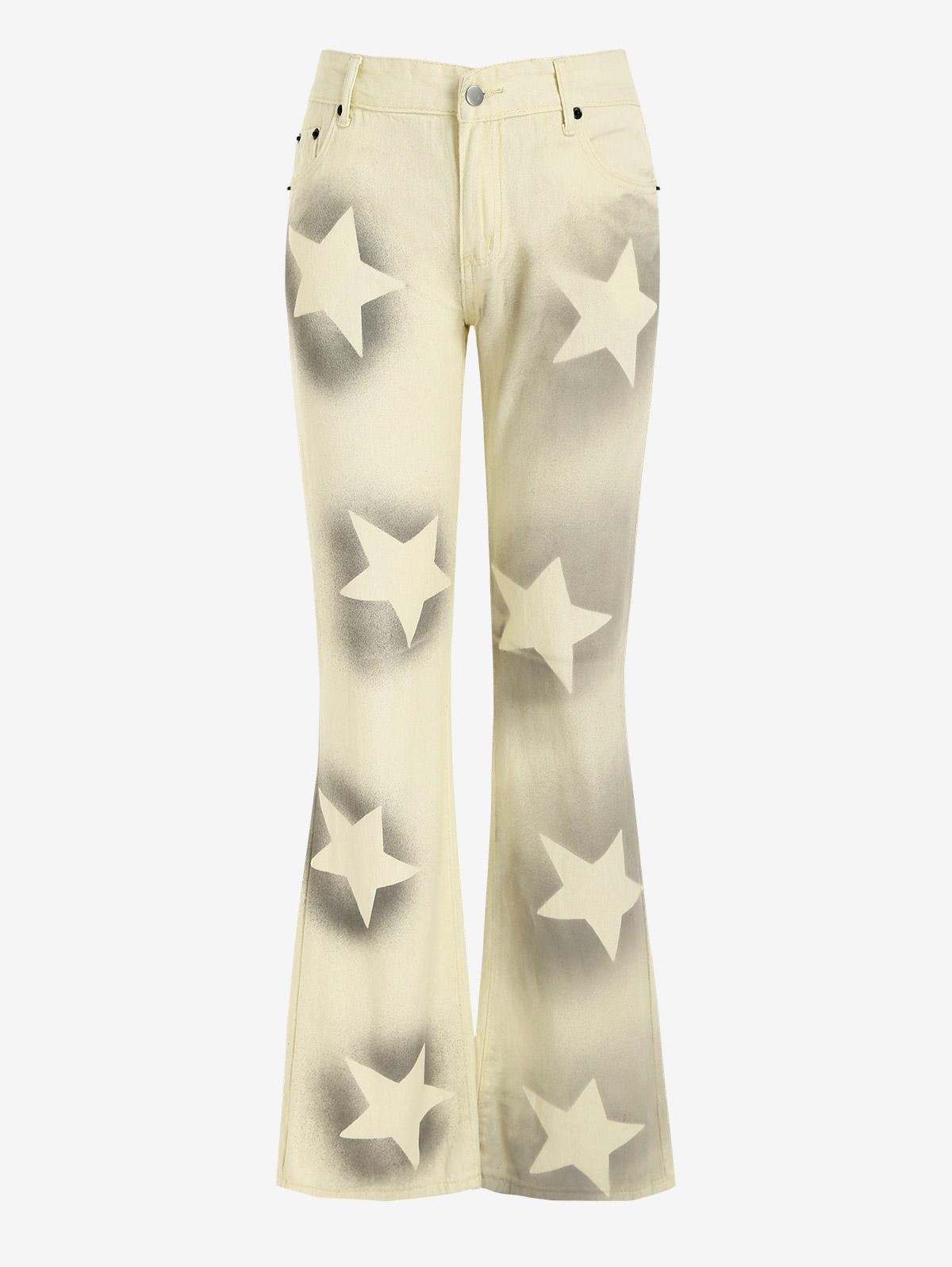 Zaful Streetwear Y2k Aesthetic Star Printed Low Rise Straight Jeans in  Natural | Lyst