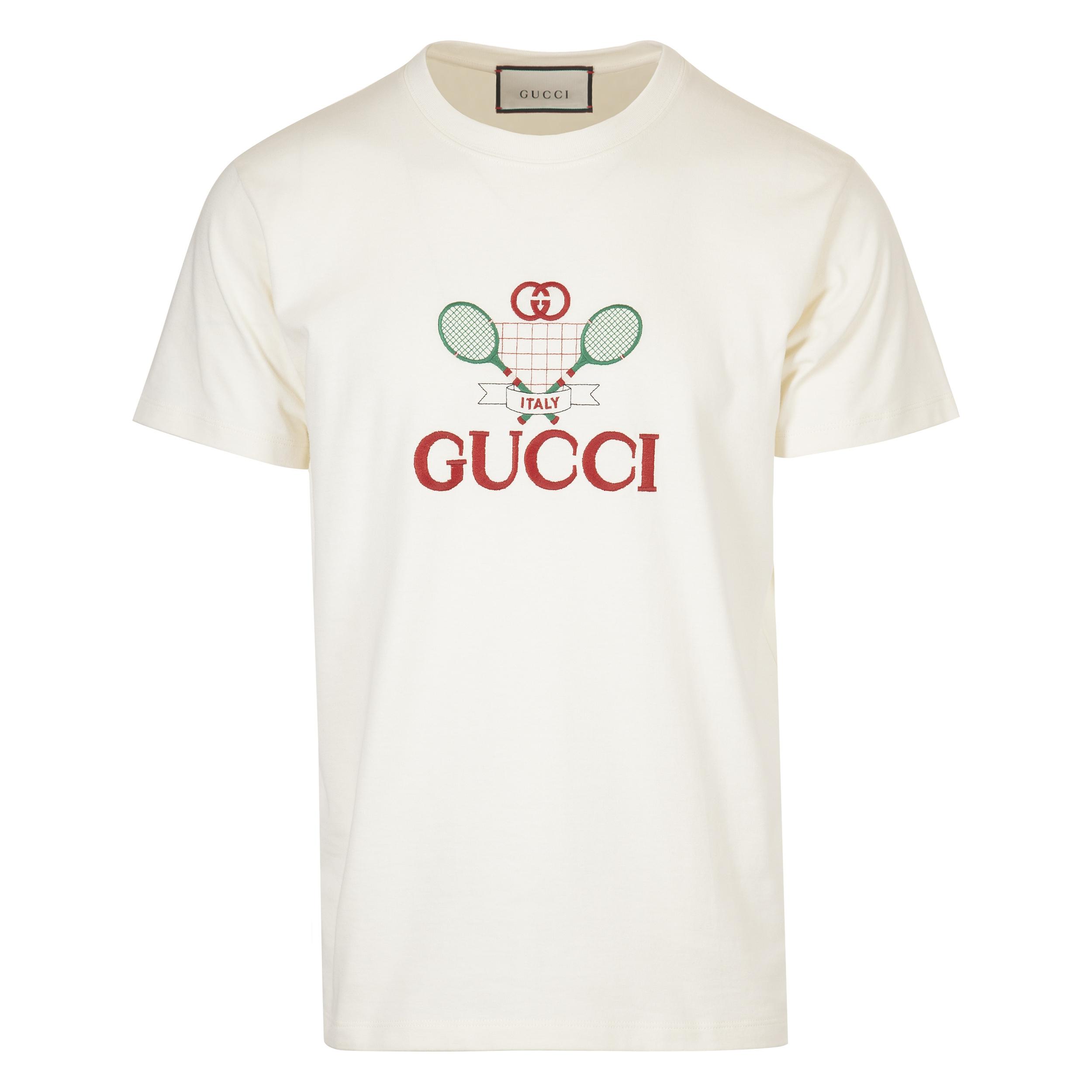 Gucci Cotton Tennis Logo Tshirt in White for Men Save 7 Lyst