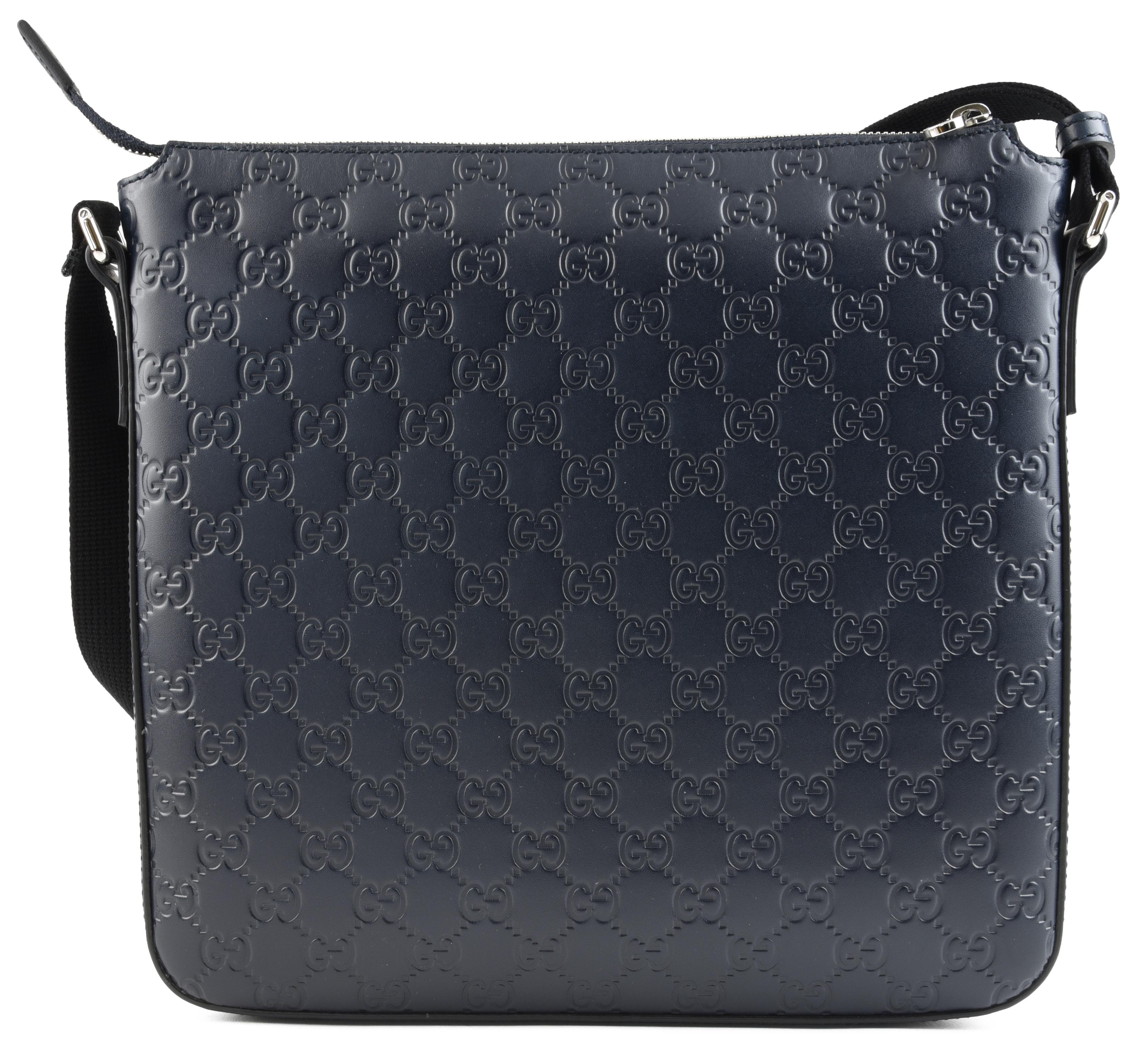 Gucci Leather Ssima Messenger Bag in Blue for Men Lyst