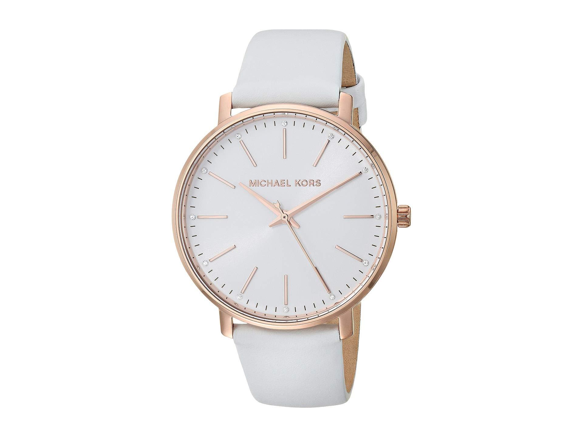 michael kors white leather watch