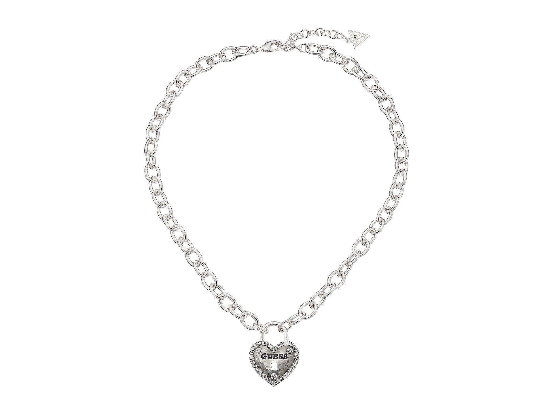 Guess Framed Heart Necklace in Silver (Metallic) Lyst