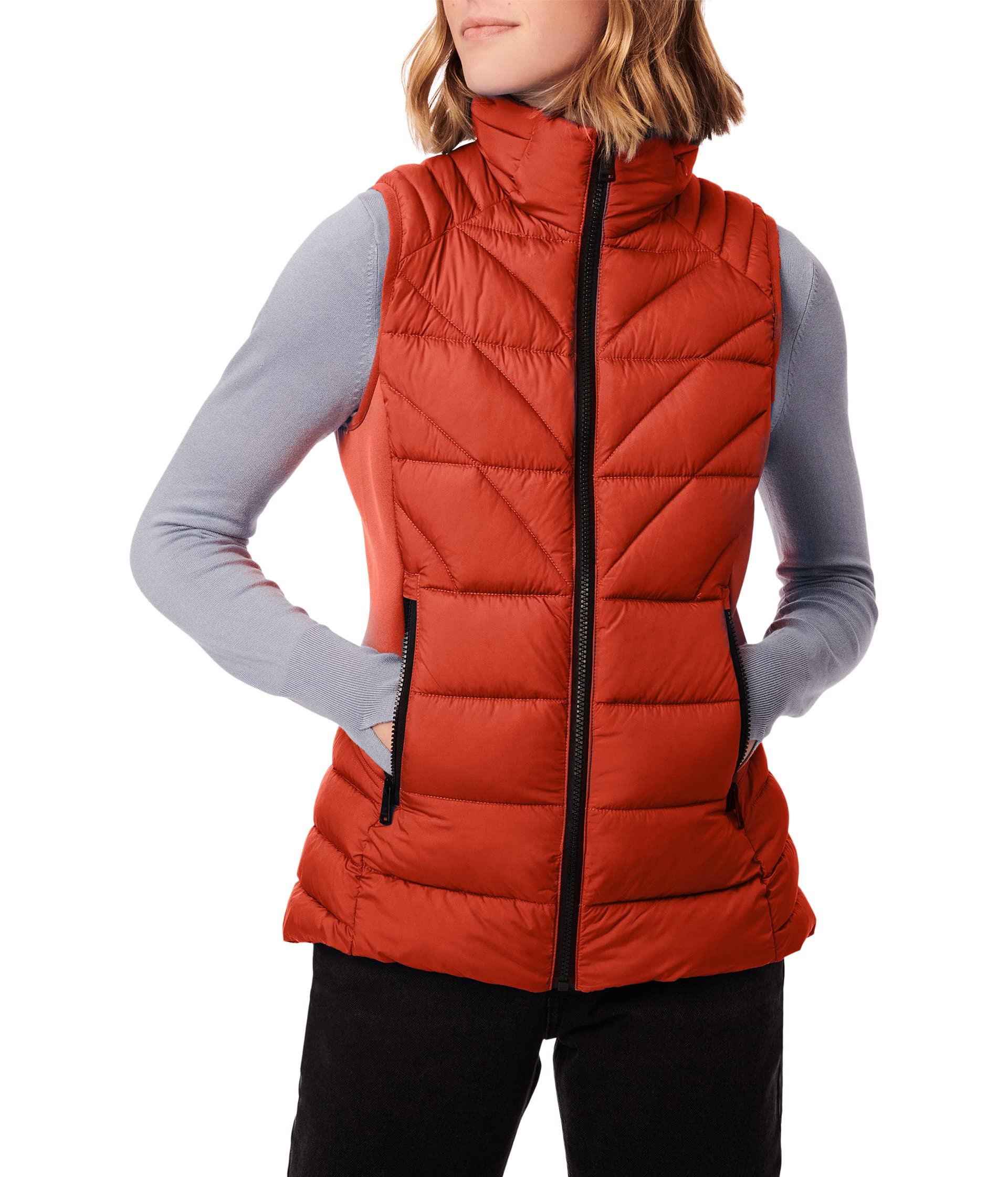 Bernardo Softy Glam Quilted Vest With Neoprene Combo in Red | Lyst