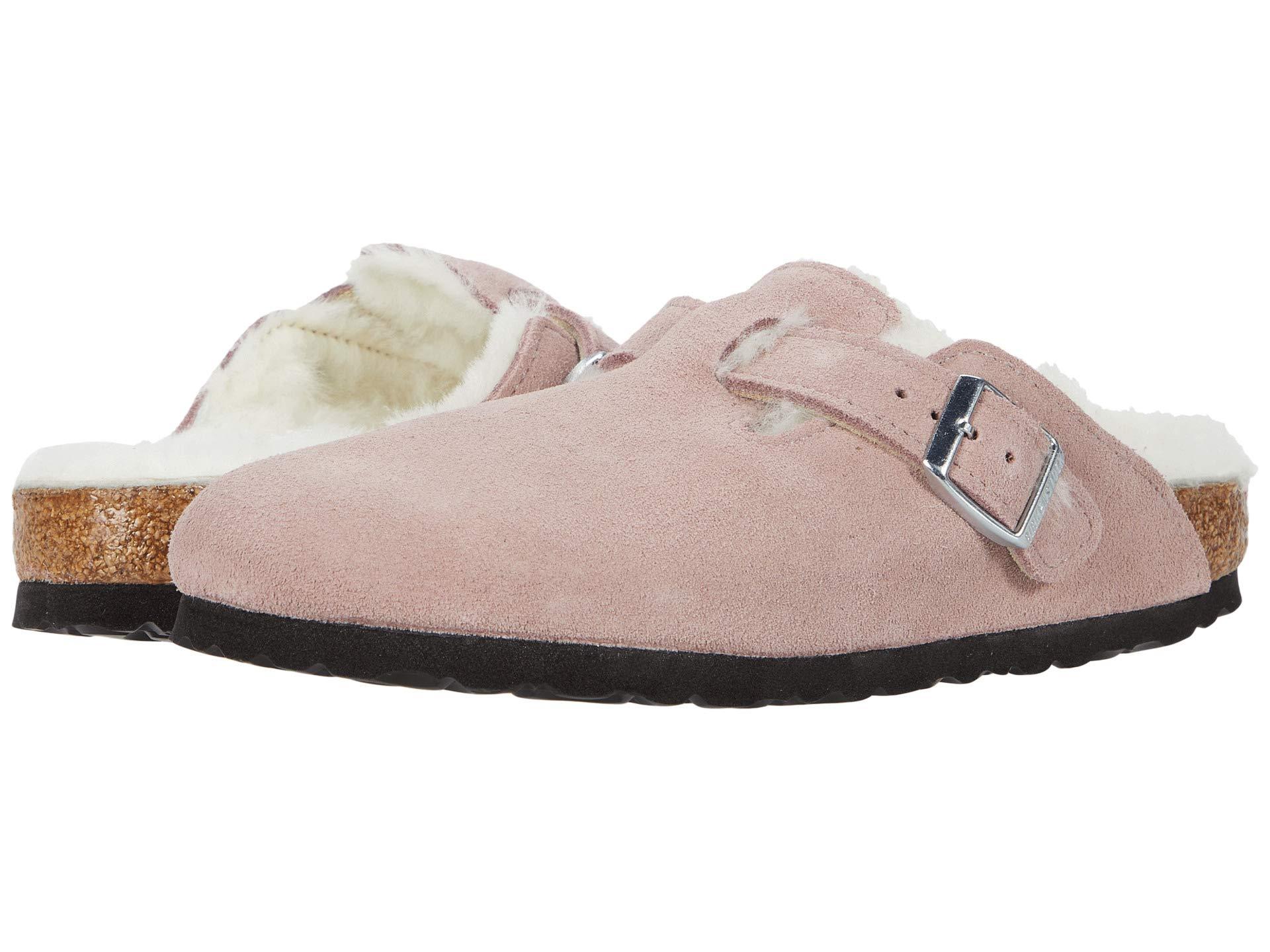 Birkenstock Suede Boston Shearling in Purple - Lyst