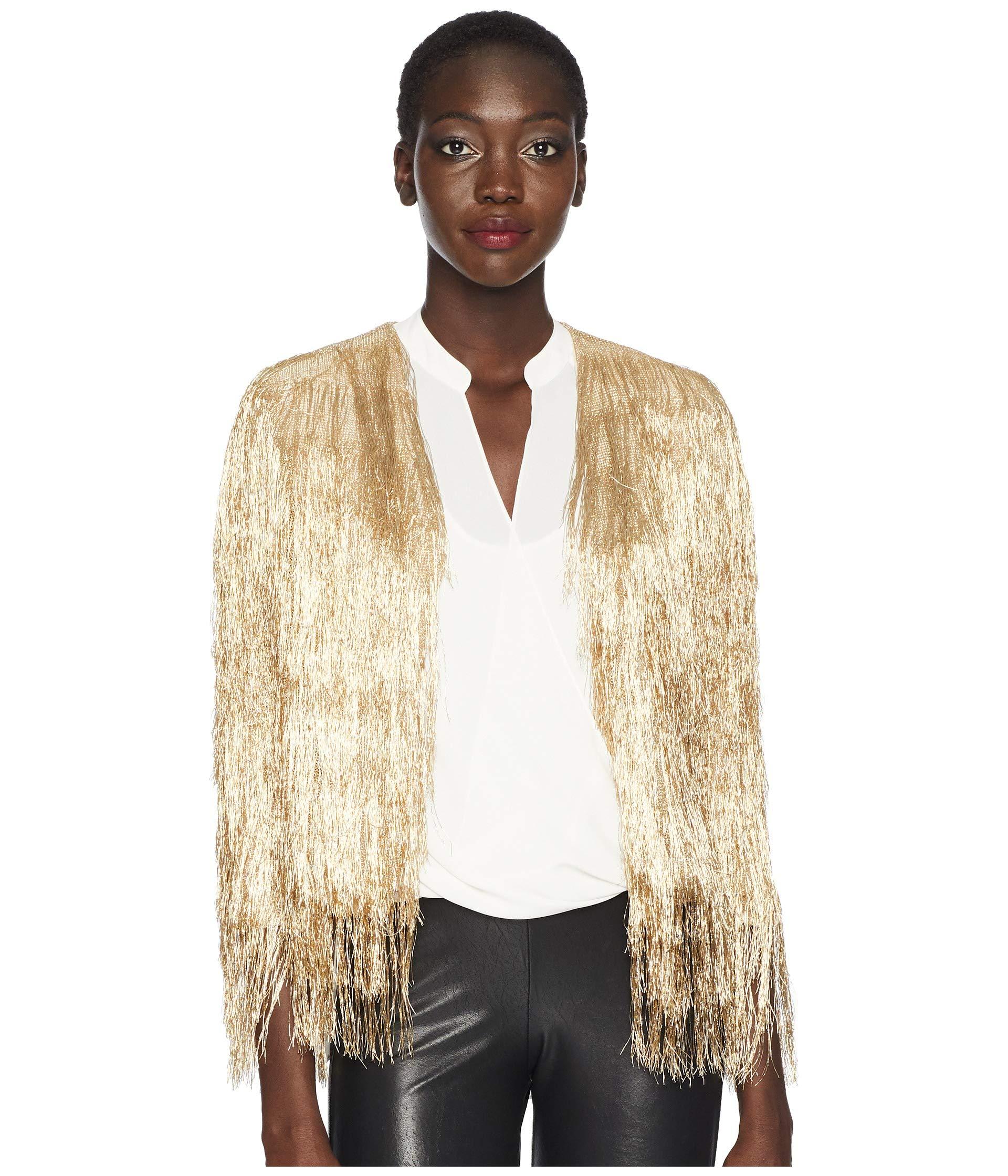 isla metallic fringe jacket
