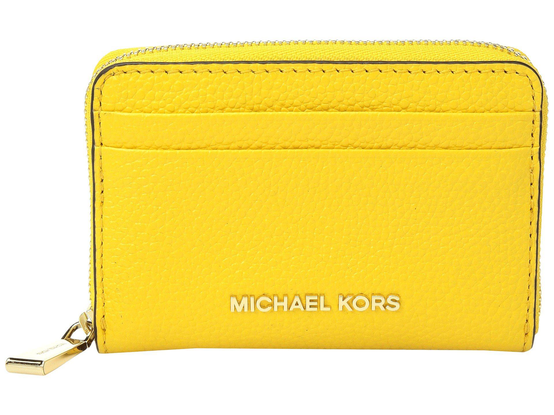 MICHAEL Michael Kors Leather Card Case (sunflower) Credit Card Wallet in  Yellow - Lyst