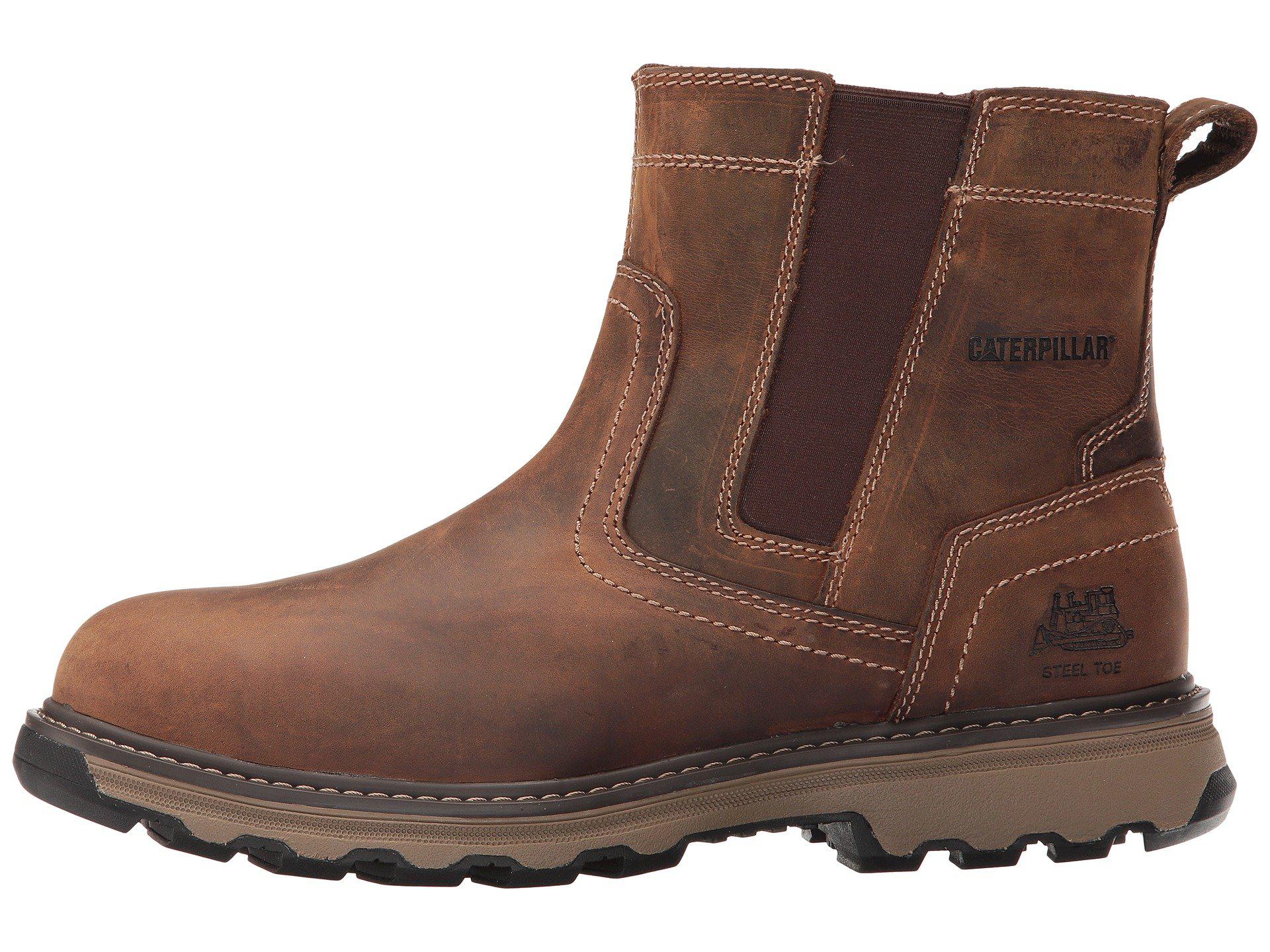 Caterpillar Leather Pelton Steel Toe (dark Beige) Men's Work Pull-on ...