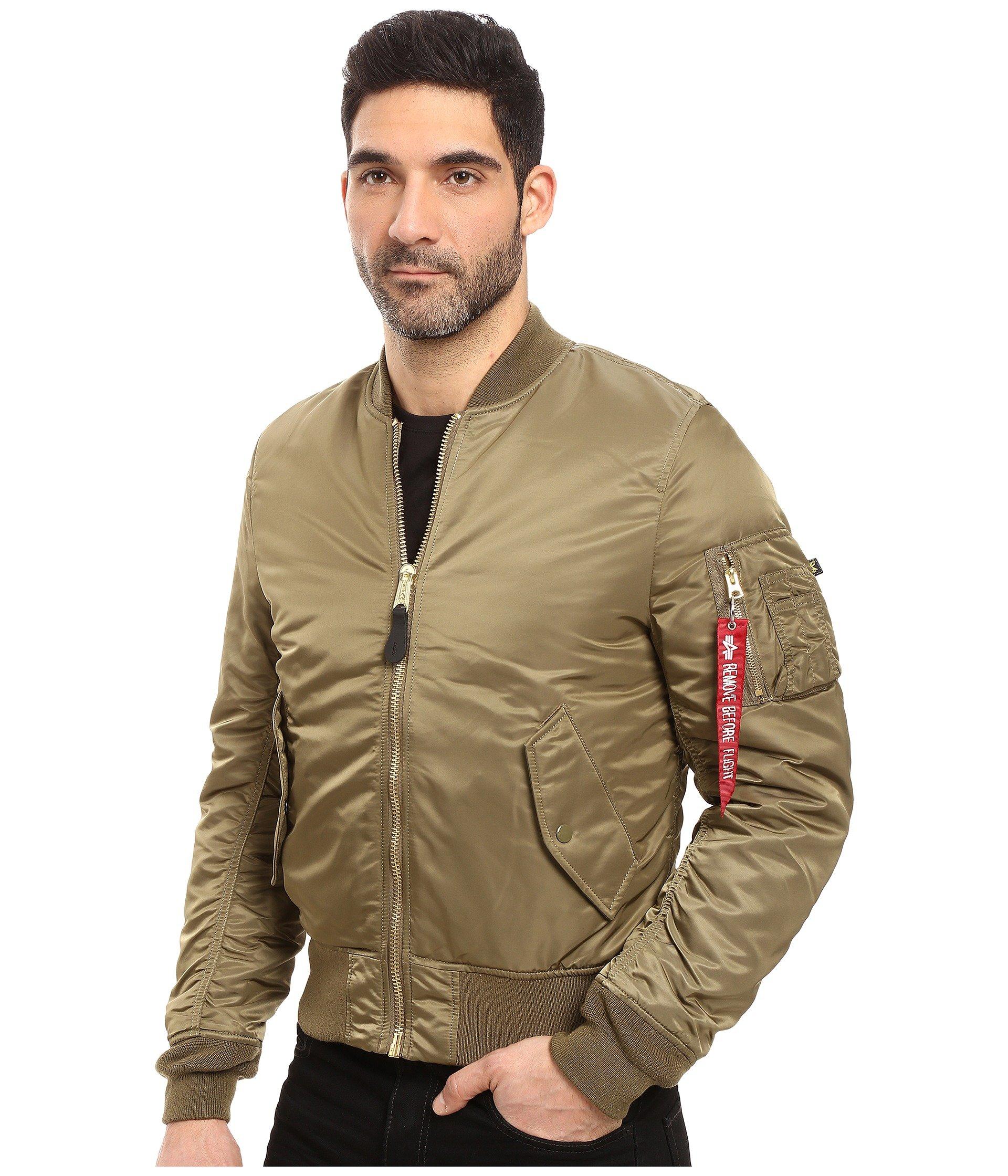 Alpha Industries Synthetic Ma 1 Slim Fit Flight Jacket Blue No 9 Men S Coat In Vintage Olive Brown For Men Lyst
