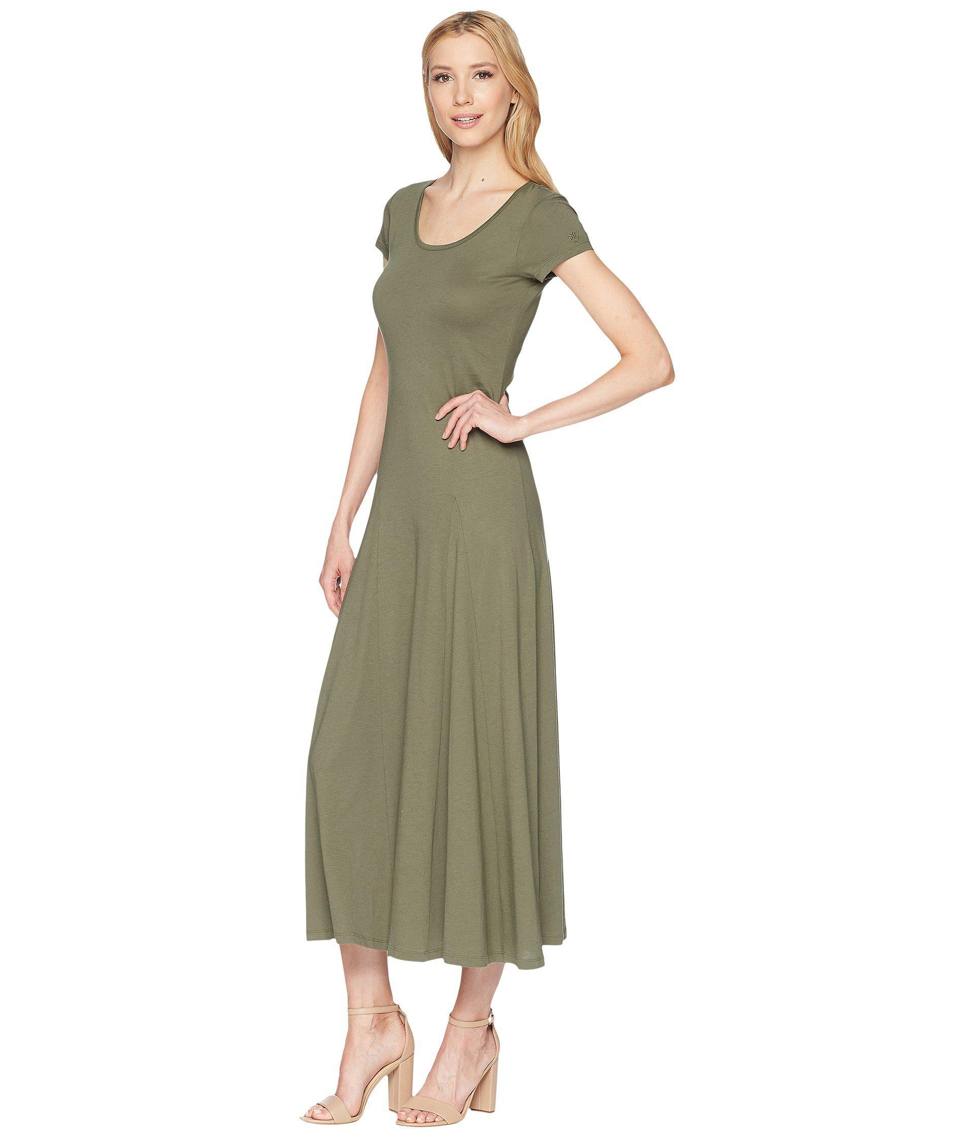 Lauren by Ralph Lauren Jersey Scoop Neck Maxi Dress in Green | Lyst