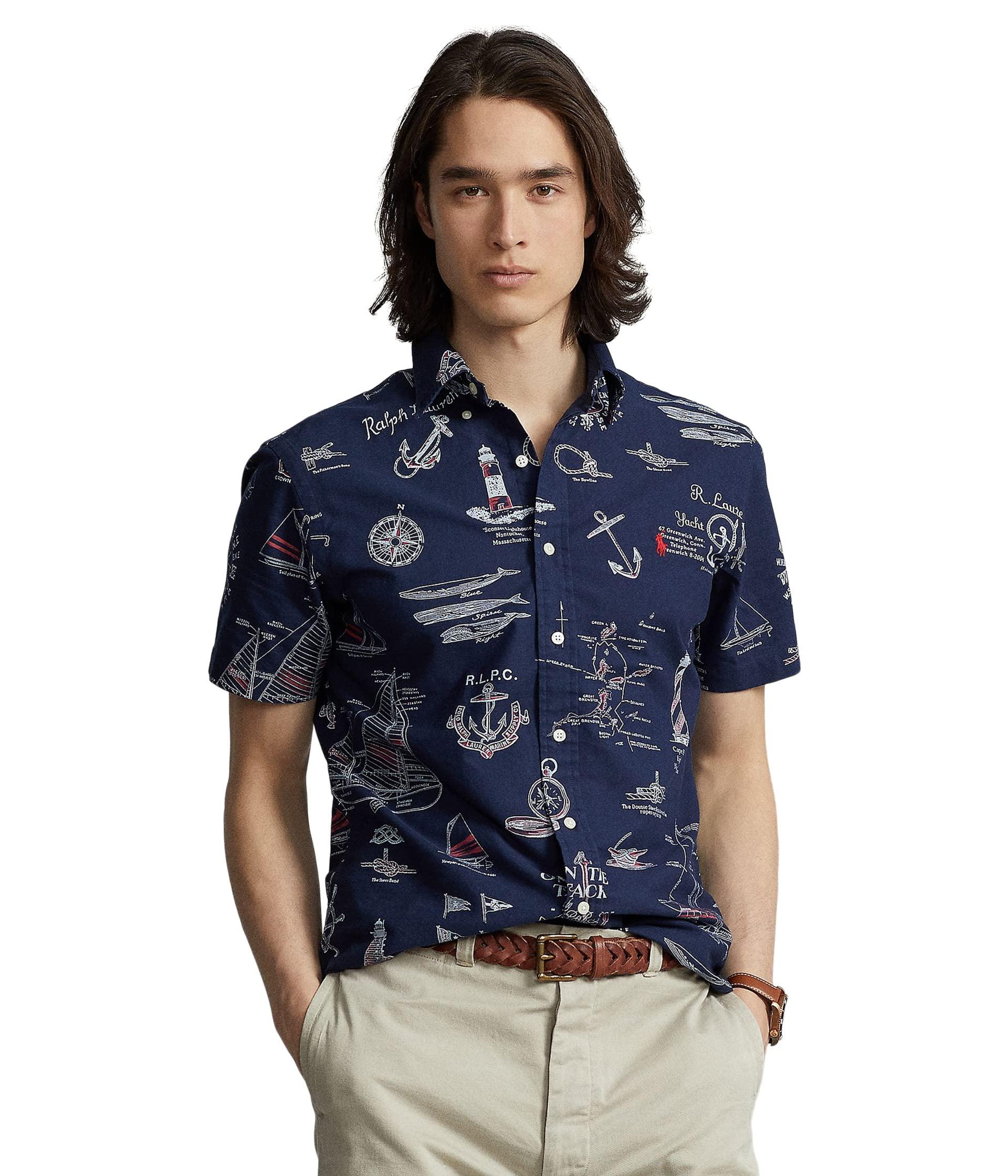 Polo Ralph Lauren Classic Fit Nautical-print Oxford Shirt in Blue