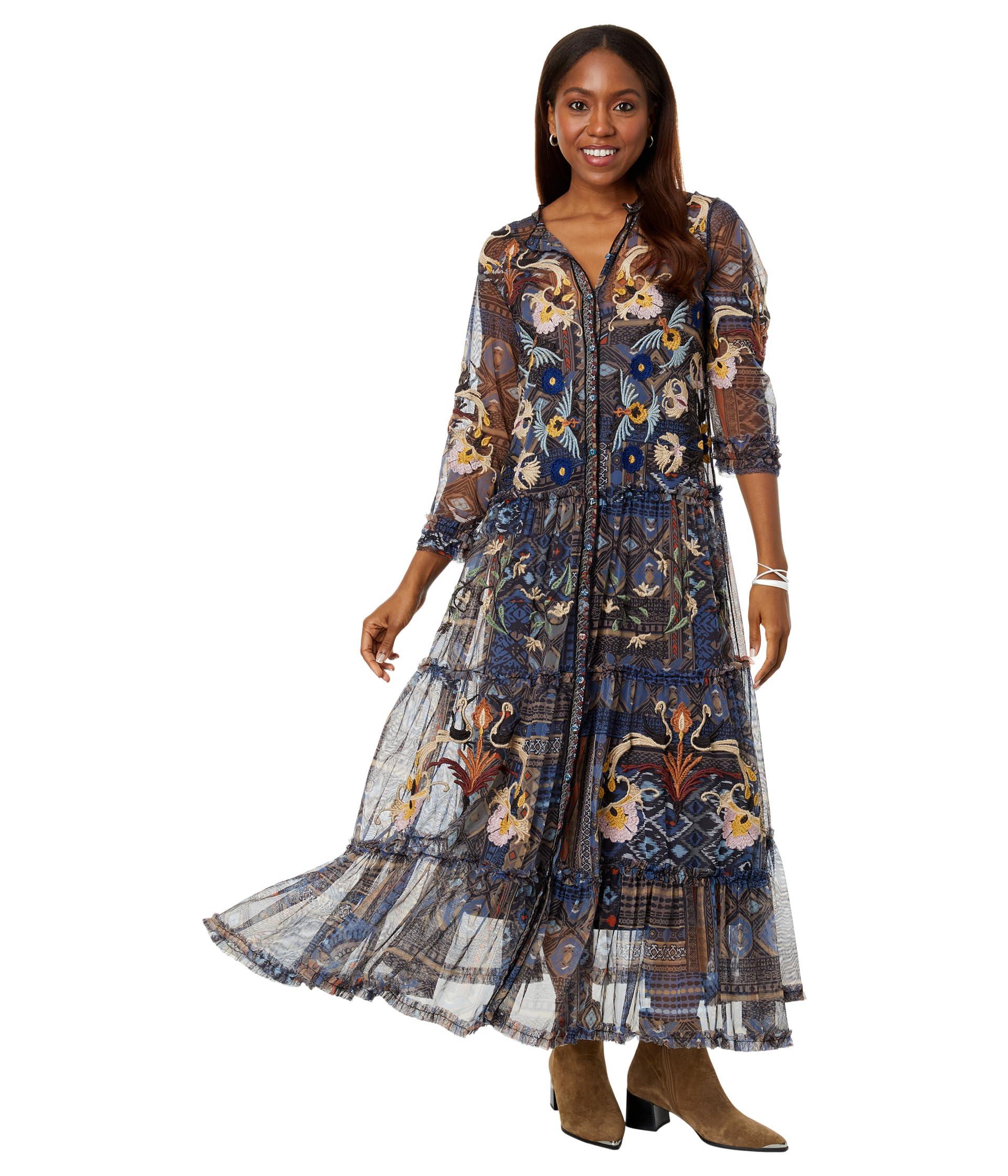 Johnny Was Loane Mesh Slip Dress in Blue Lyst