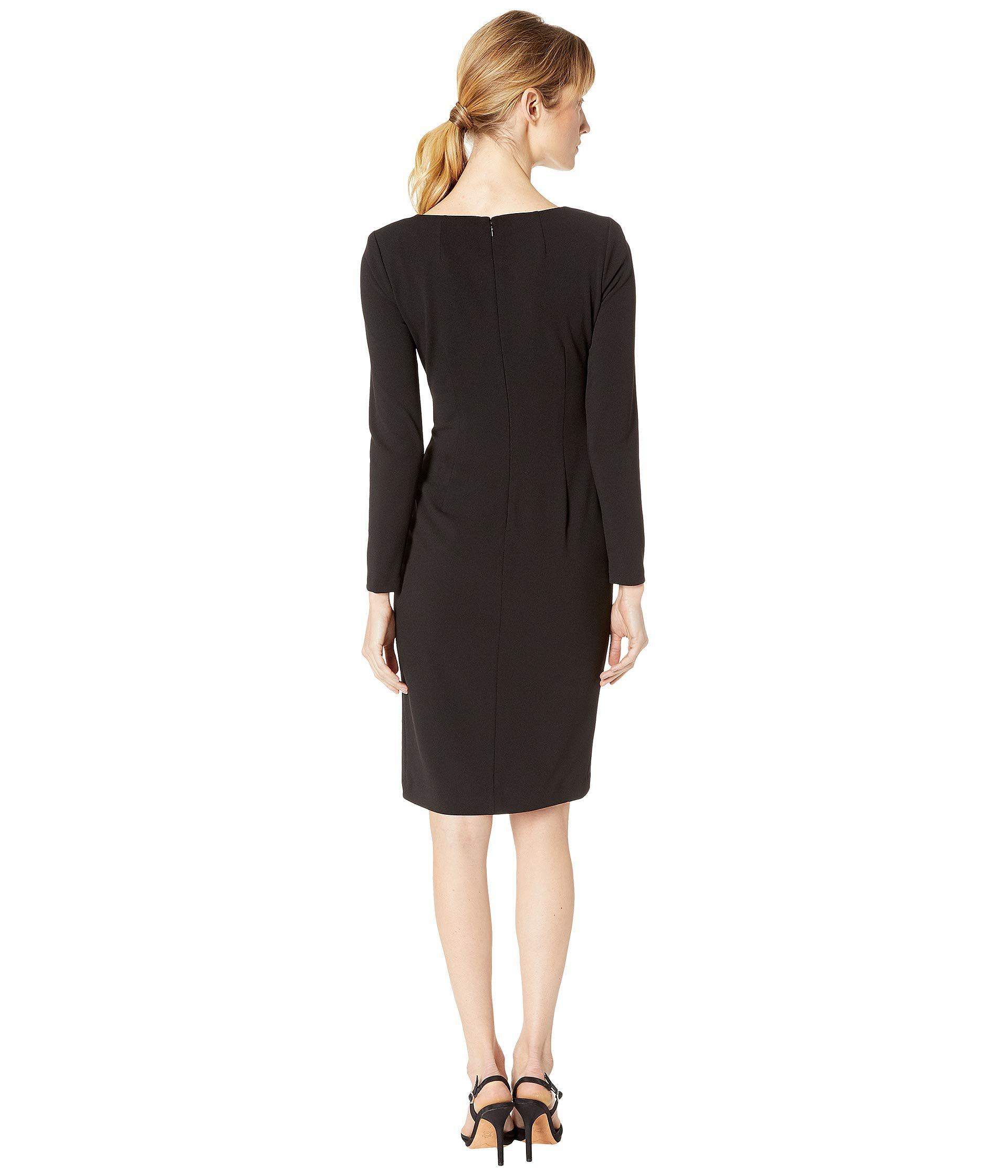 Calvin Klein Long Sleeve Sheath With Embellished Slit Dress in Black | Lyst