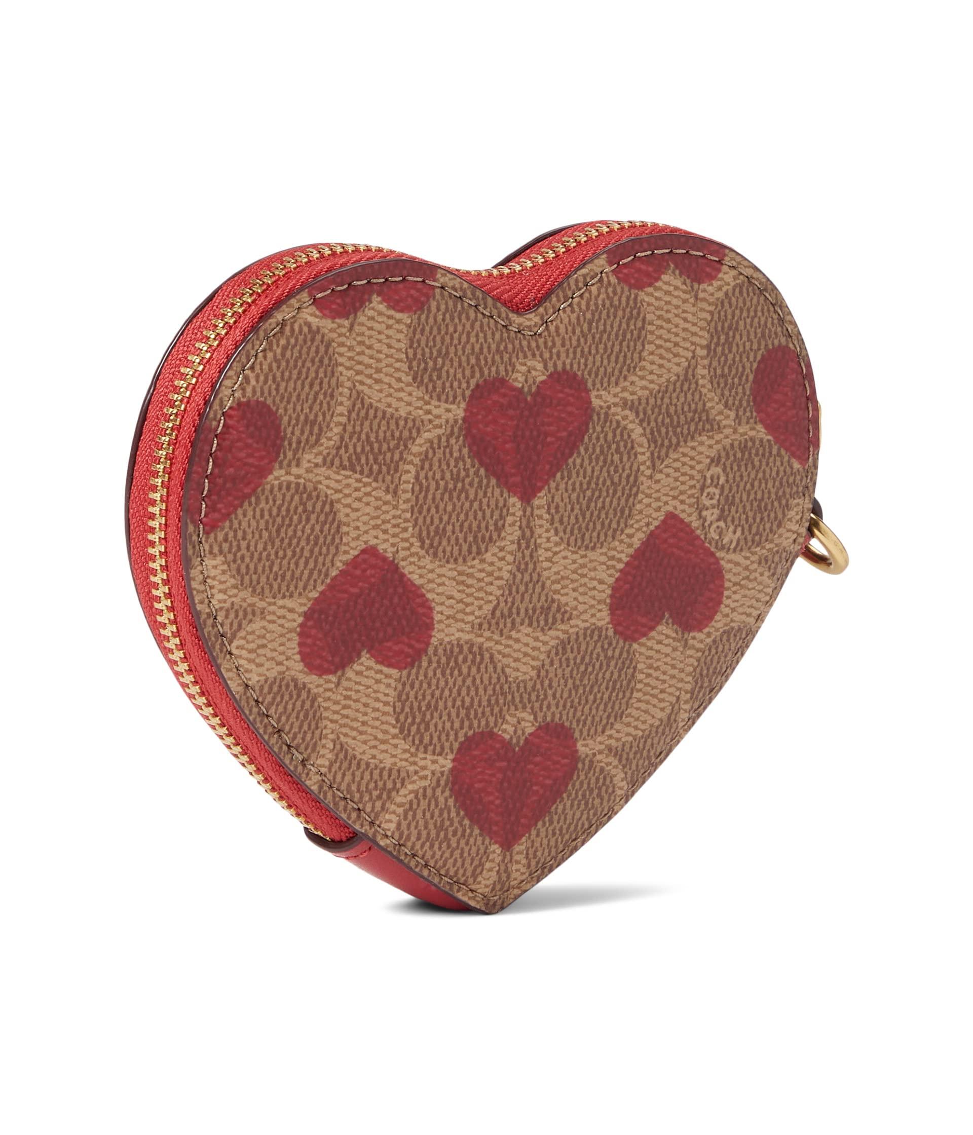 COACH Coated Canvas Signature With Heart Print Coin Case | Lyst