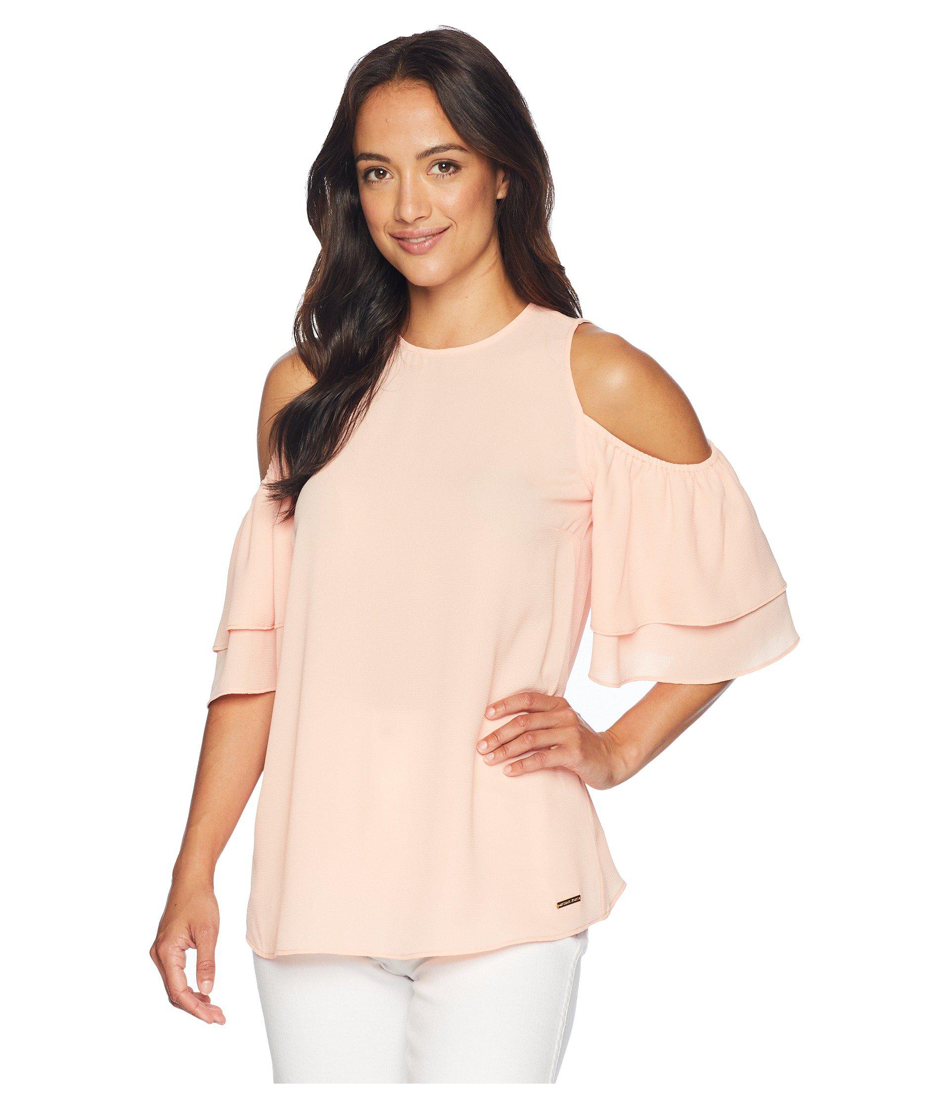 michael kors cold shoulder flounce top