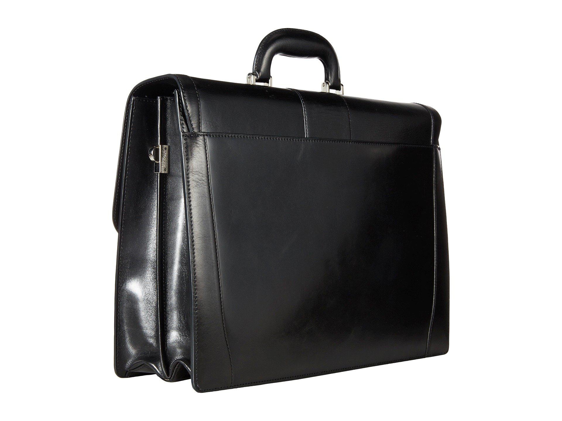 R /& R Collections Genuine Leather Double Gusset Briefcase With Laptop Sleeve