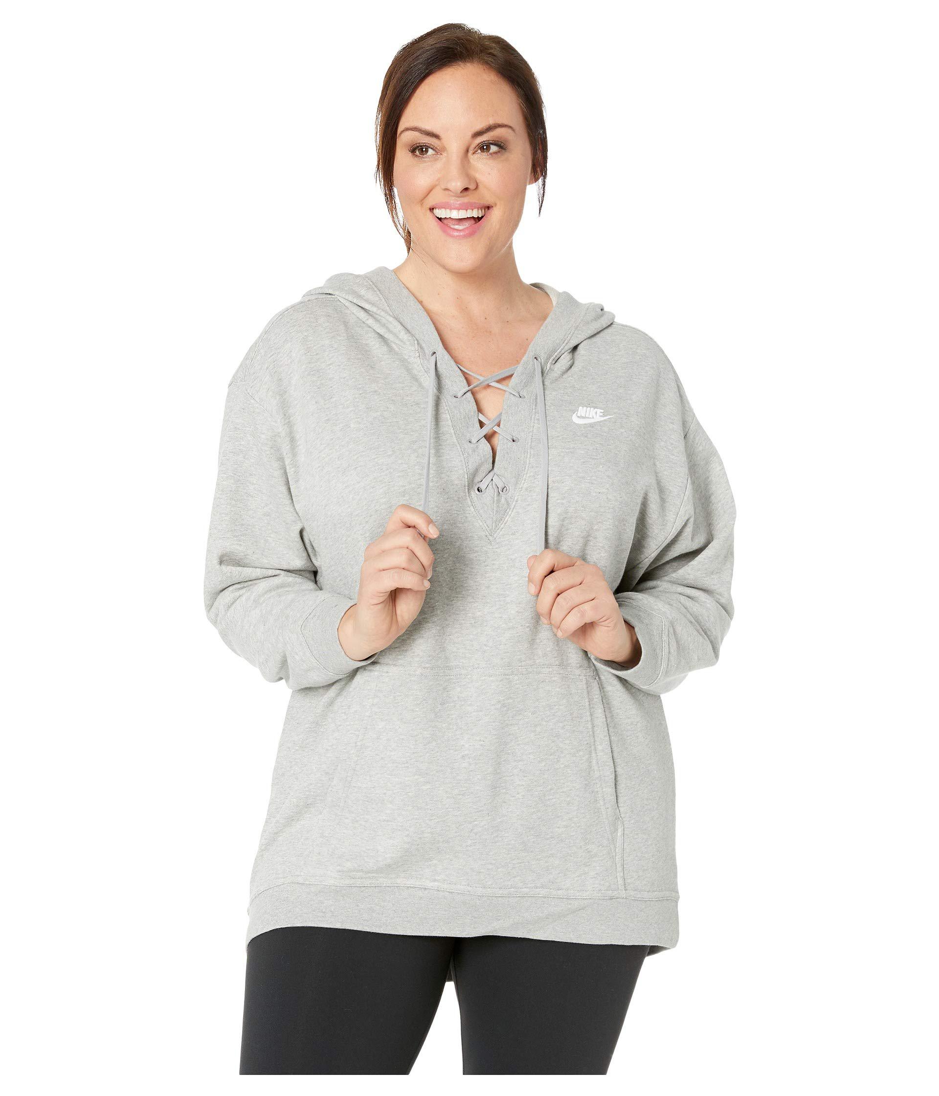 nike lace up hoodie plus size