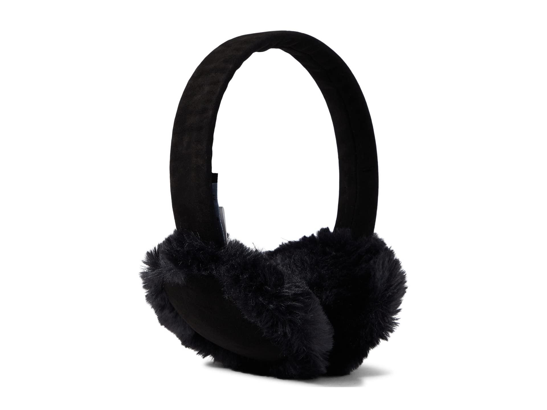 UGG Suede Earmuffs W/ Faux Fur Trim in Black | Lyst