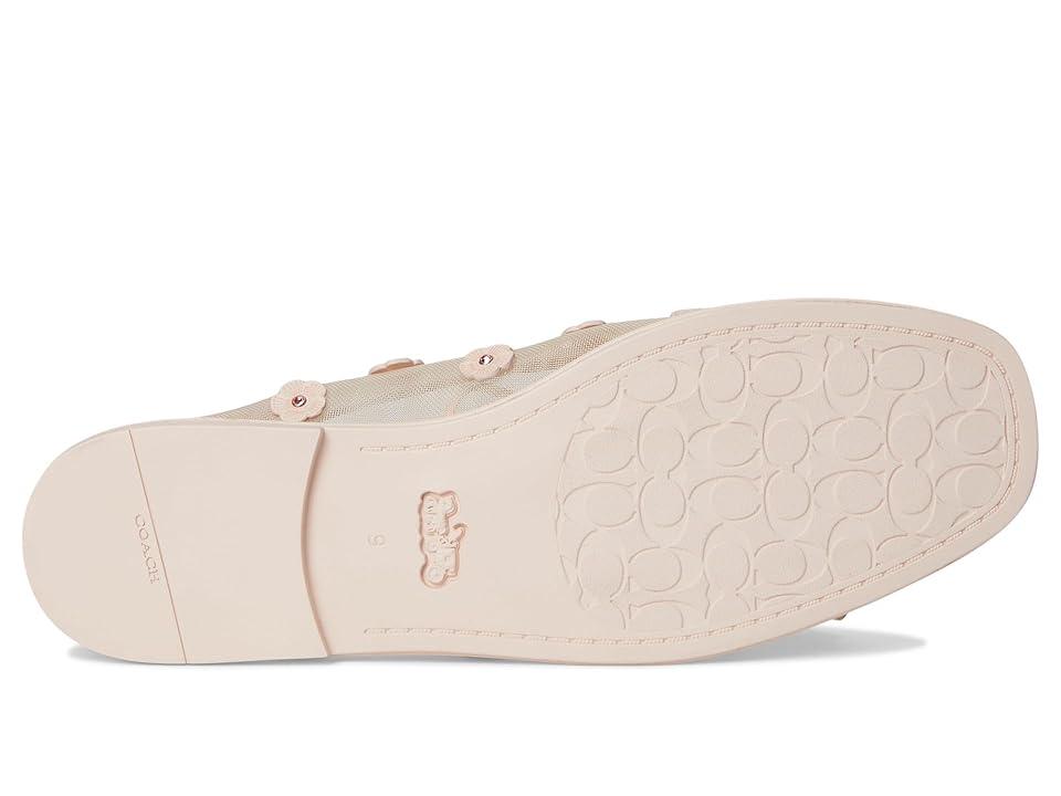 【 COACH 】Emilia Mary Jane With Tea Rose COACH Emilia Mary Jane Tea Rose Mesh Mary Jane Ballet Flats