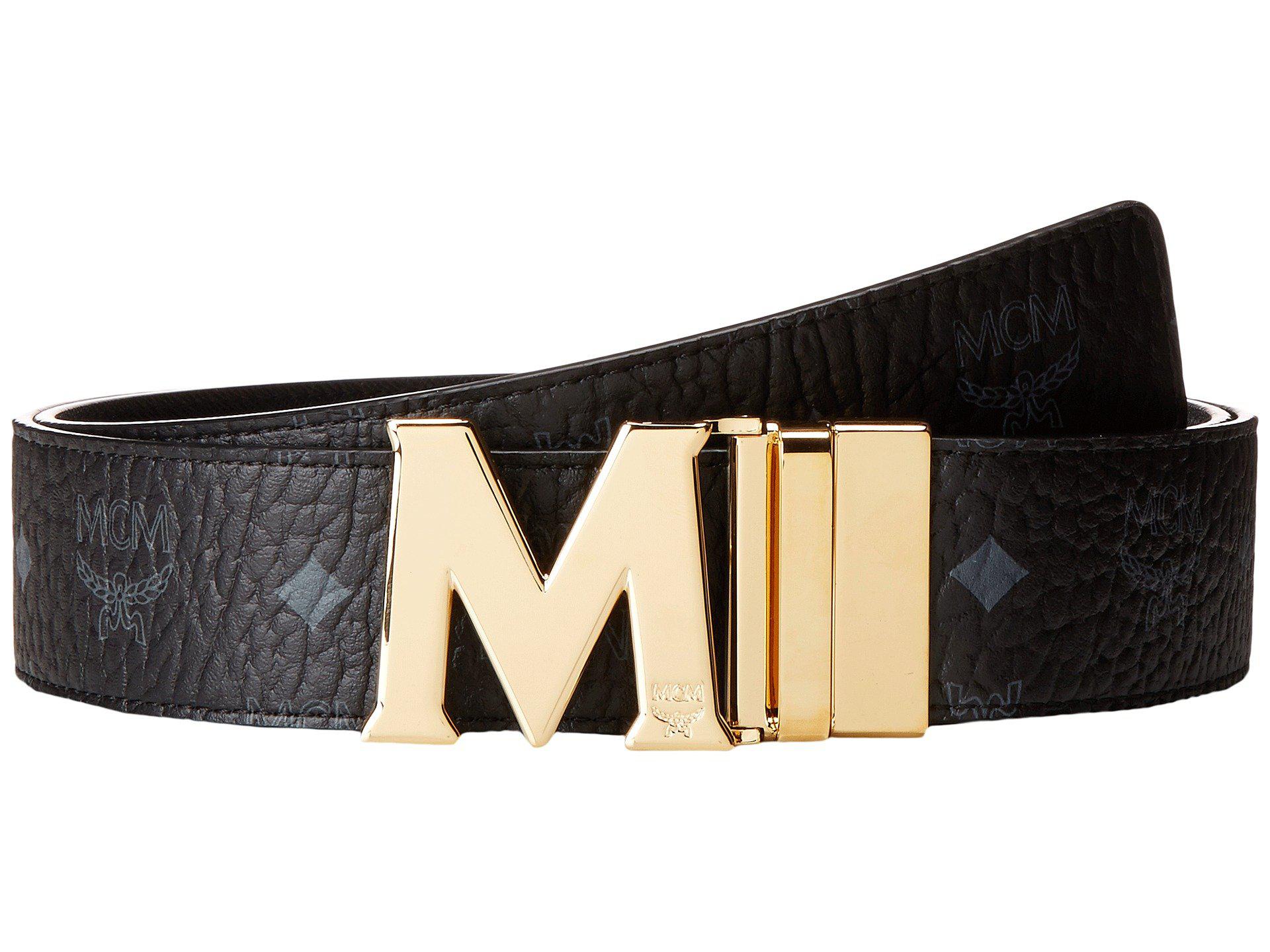 mcm belt black and gold