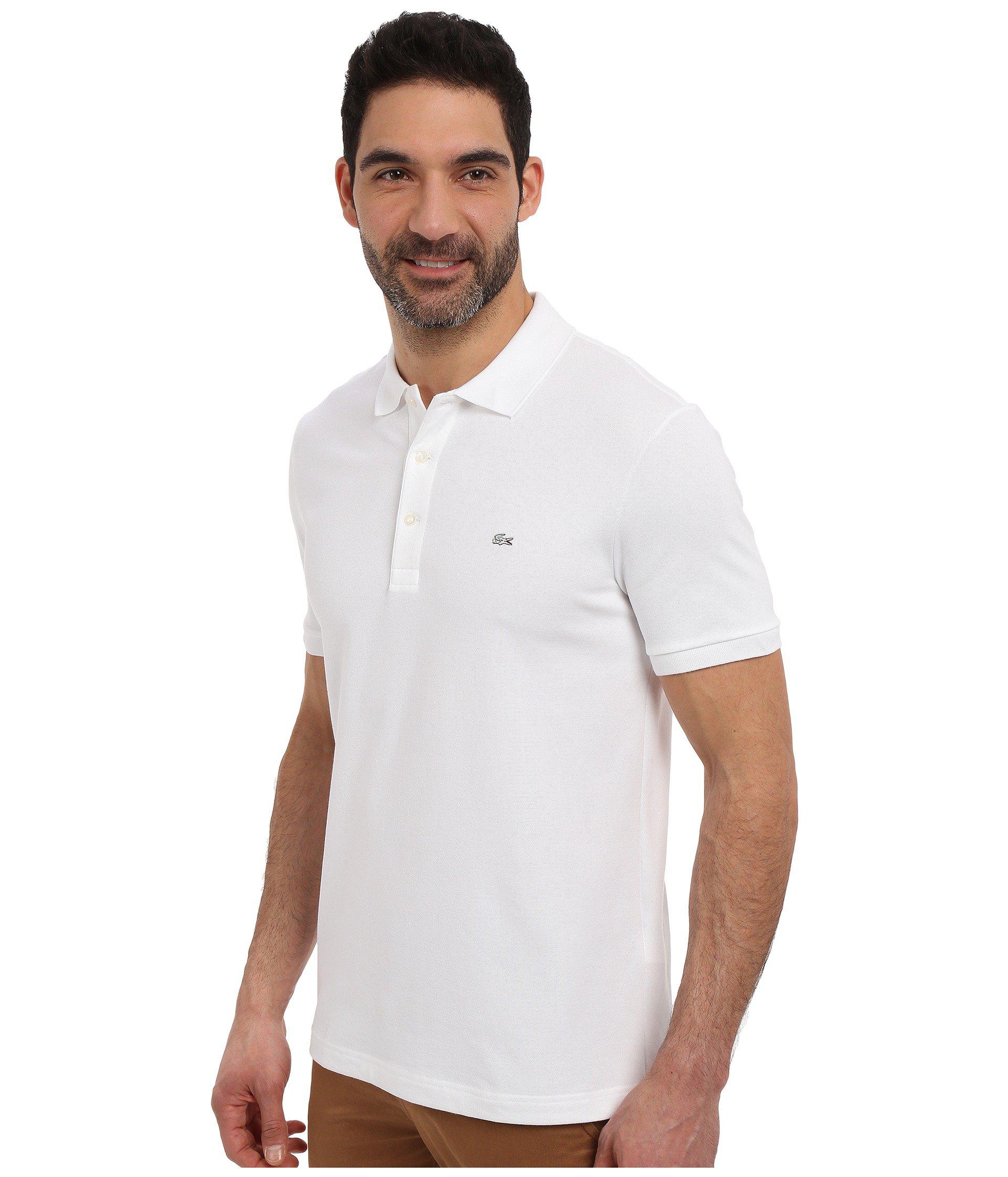 men's slim fit lacoste polo shirt in stretch petit piqué