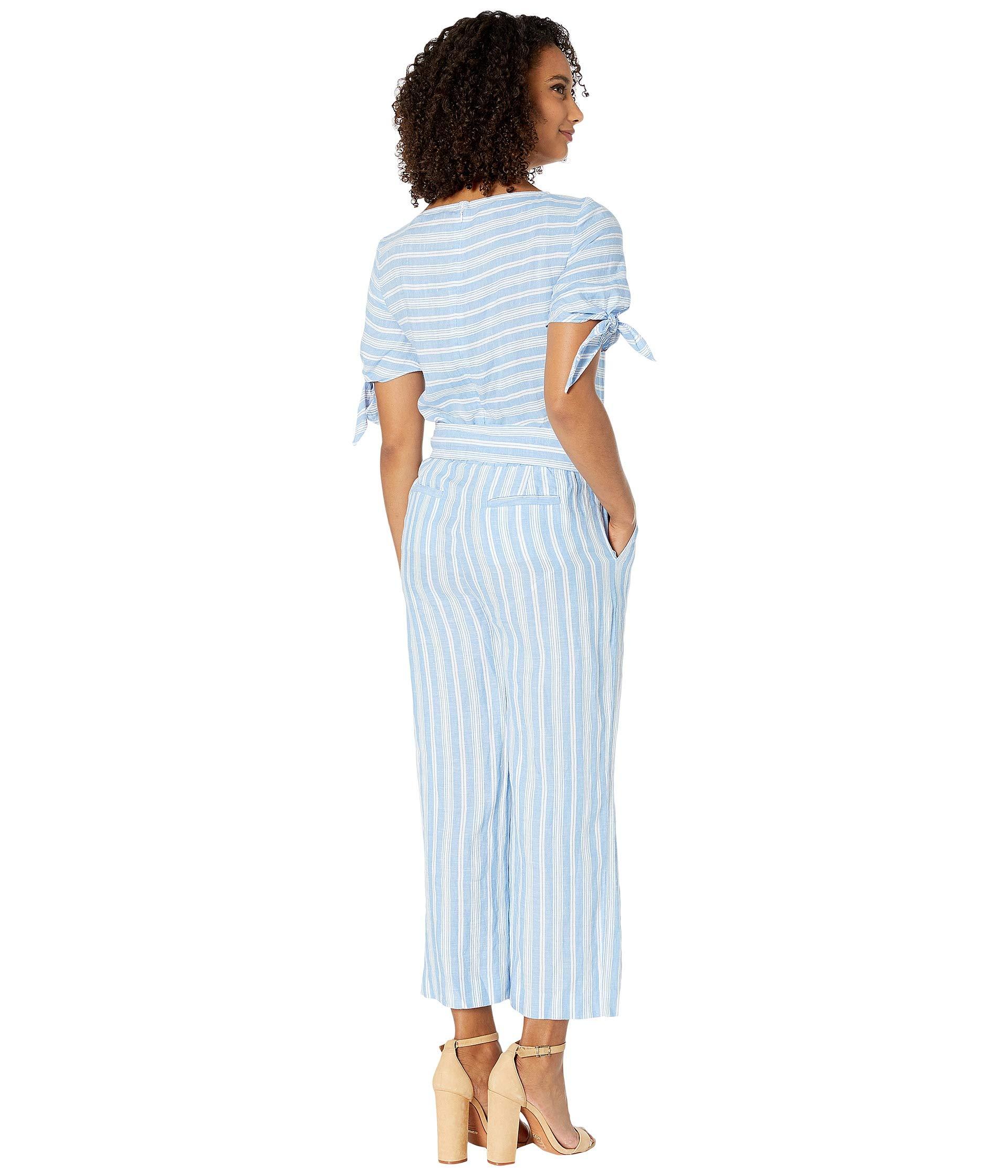 Lauren by Ralph Lauren Striped Linen Jumpsuit in Blue - Lyst