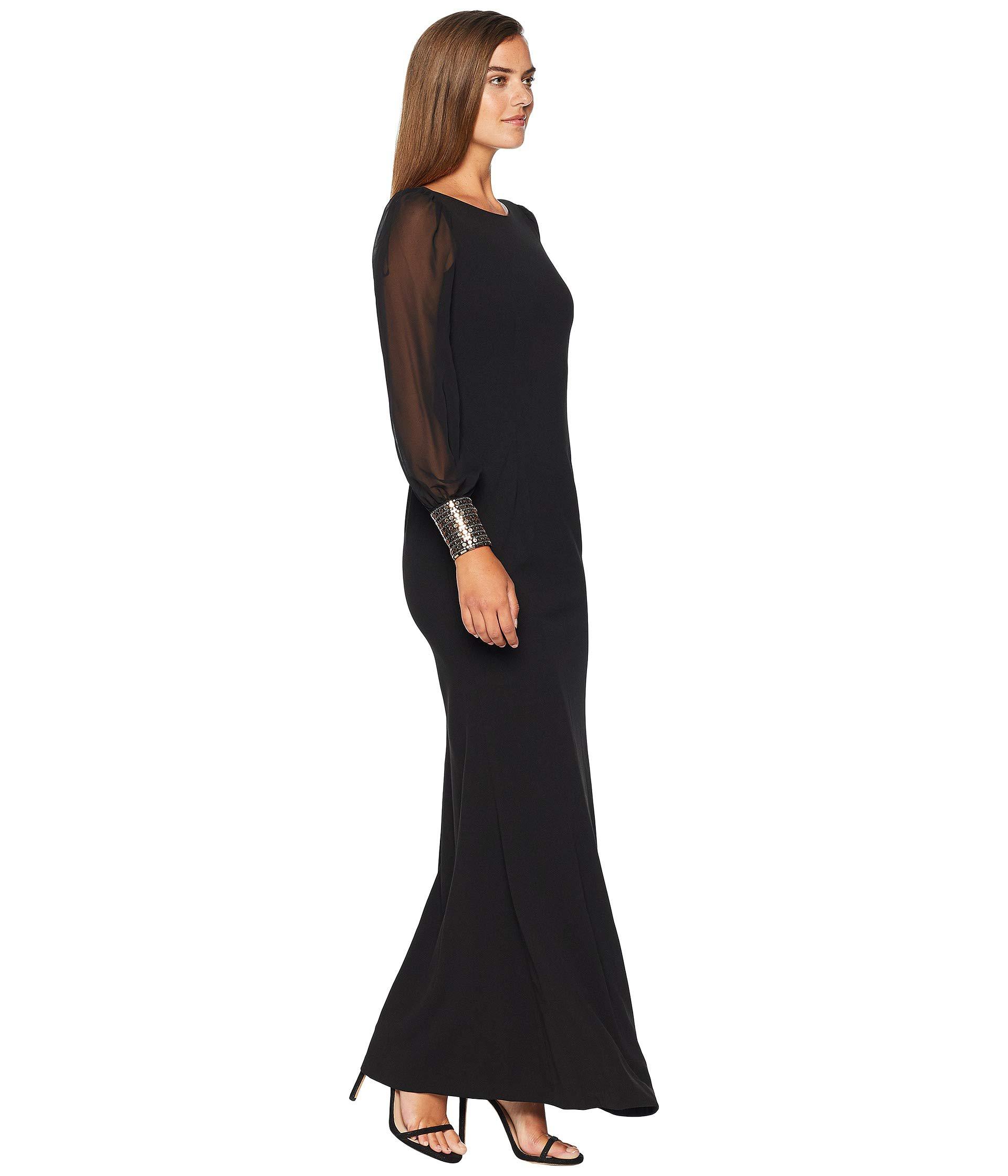 Calvin Klein Black Floor Length Chiffon Dress