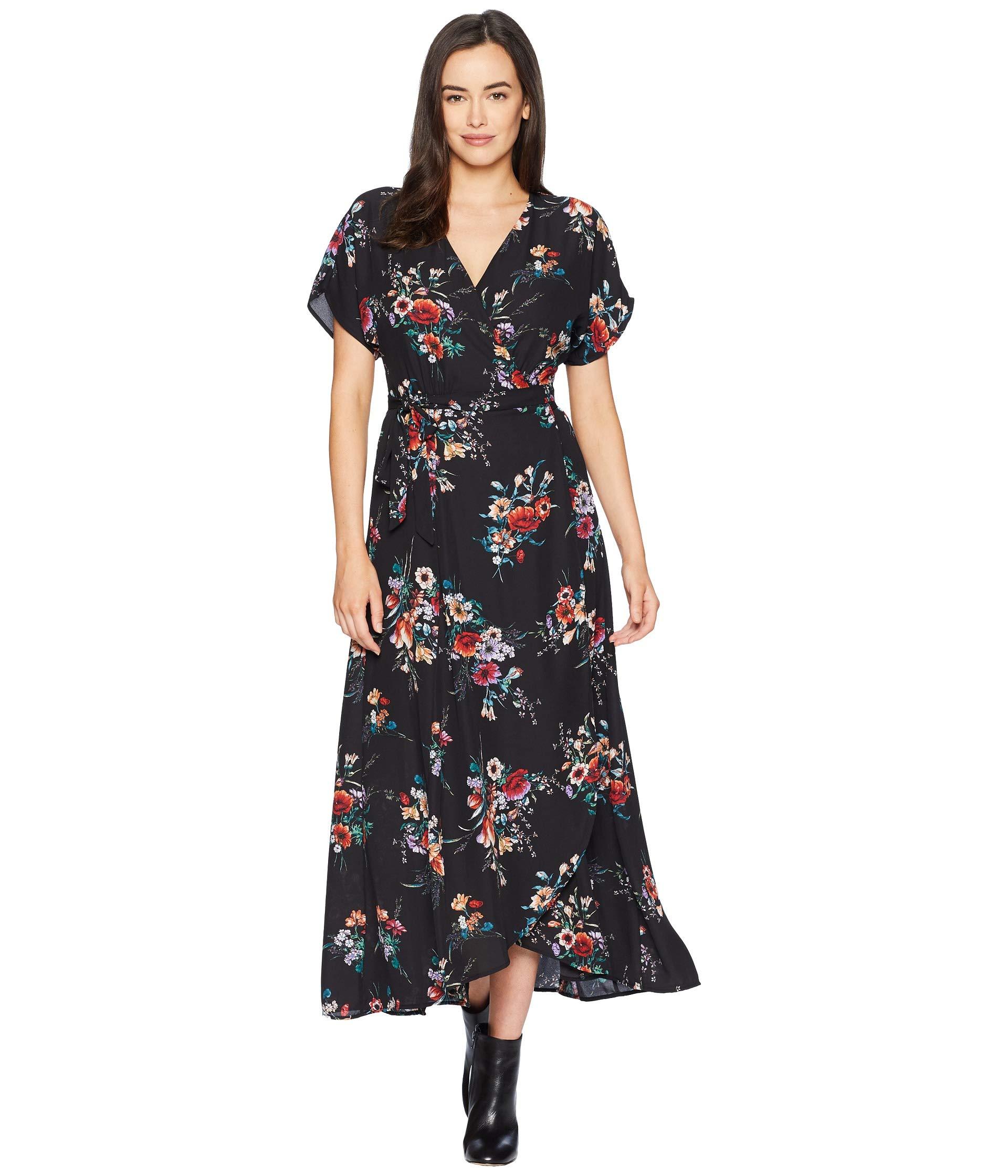 bobeau printed wrap maxi dress