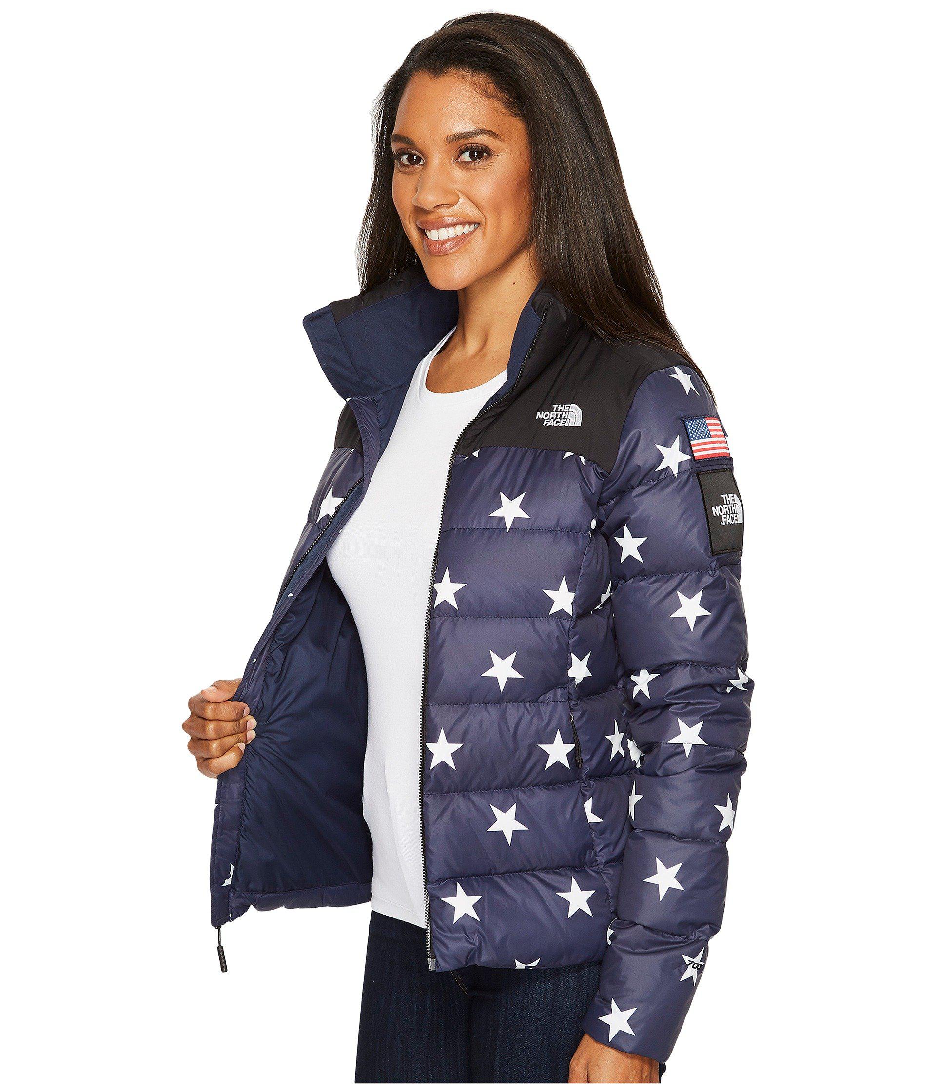 The North Face Goose International Collection Nuptse Jacket (cosmic Blue  Star Print) Women's Coat | Lyst