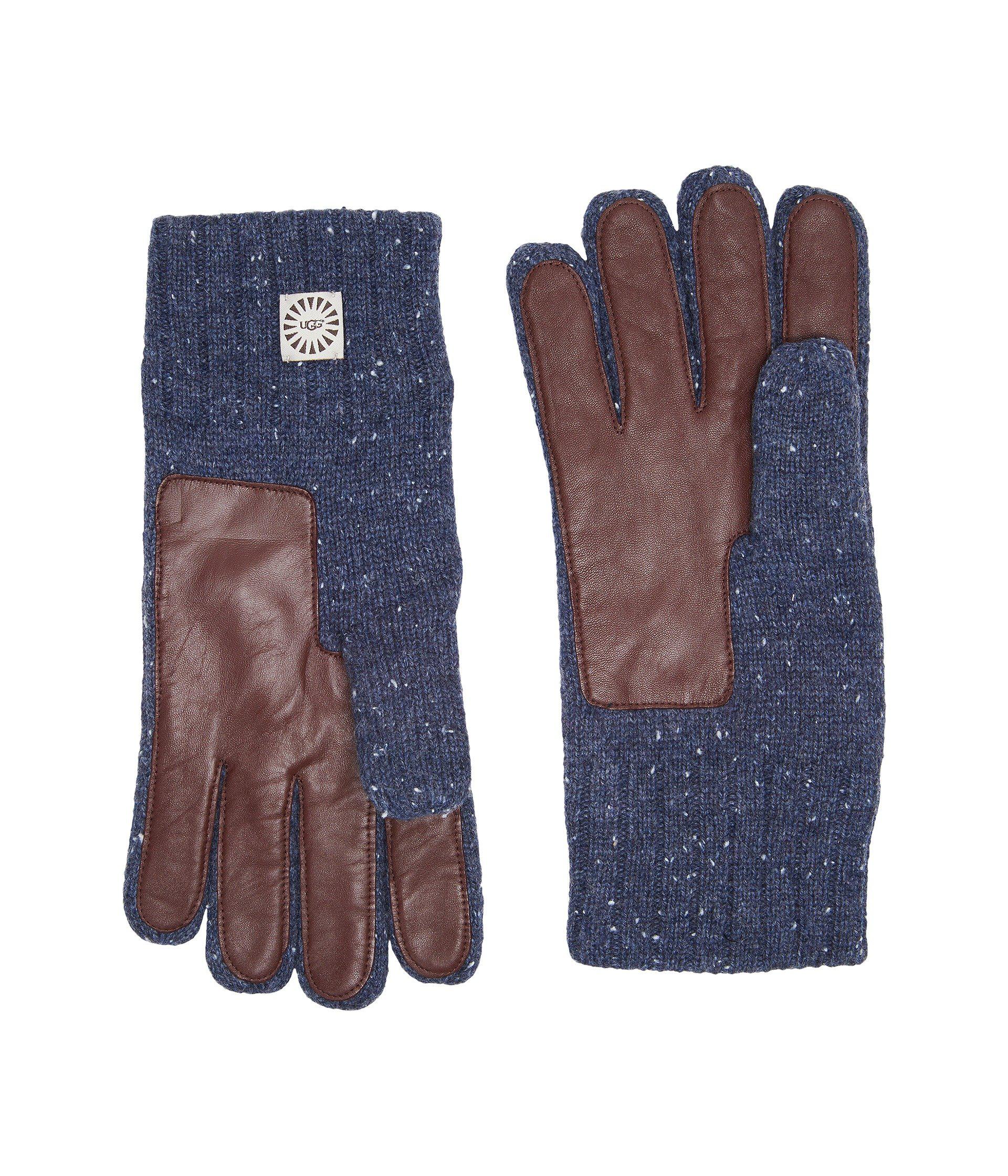 knit gloves with leather palms