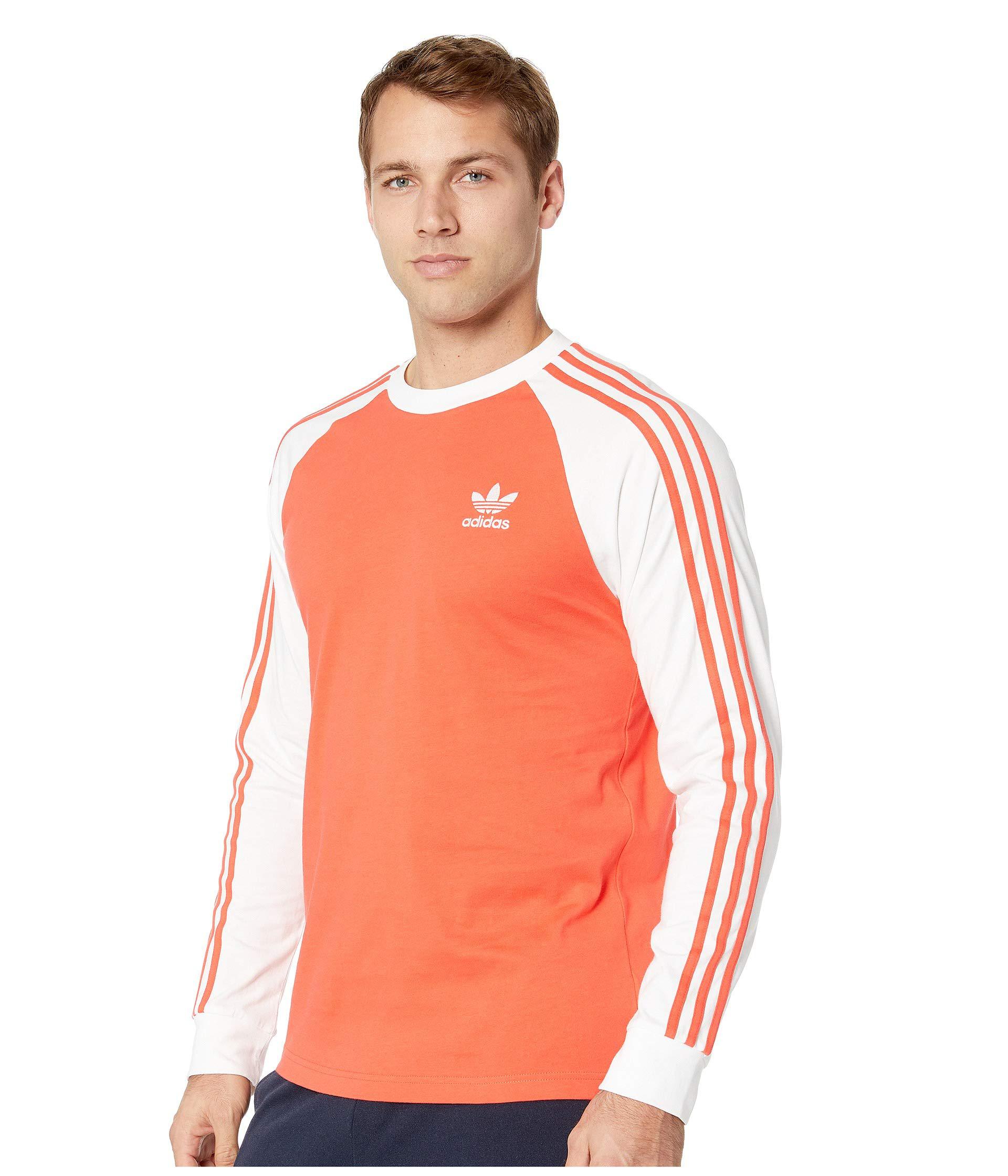 adidas Originals Cotton 3-stripes Long Sleeve Tee (shock Pink) Men's T Shirt  in Bright Red (Red) for Men | Lyst
