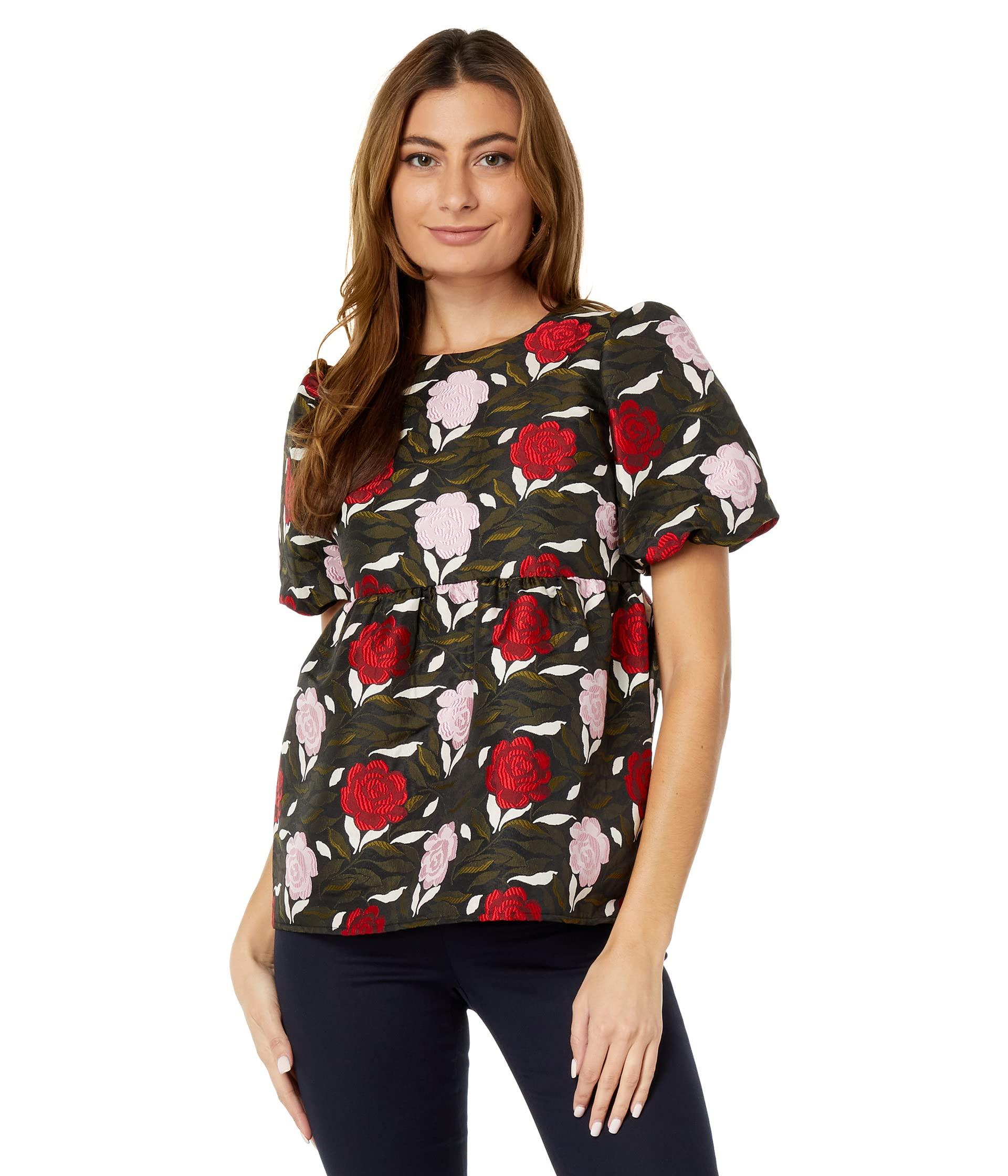 Kate Spade Synthetic Rose Garden Brocade Top in Black (Red) Lyst