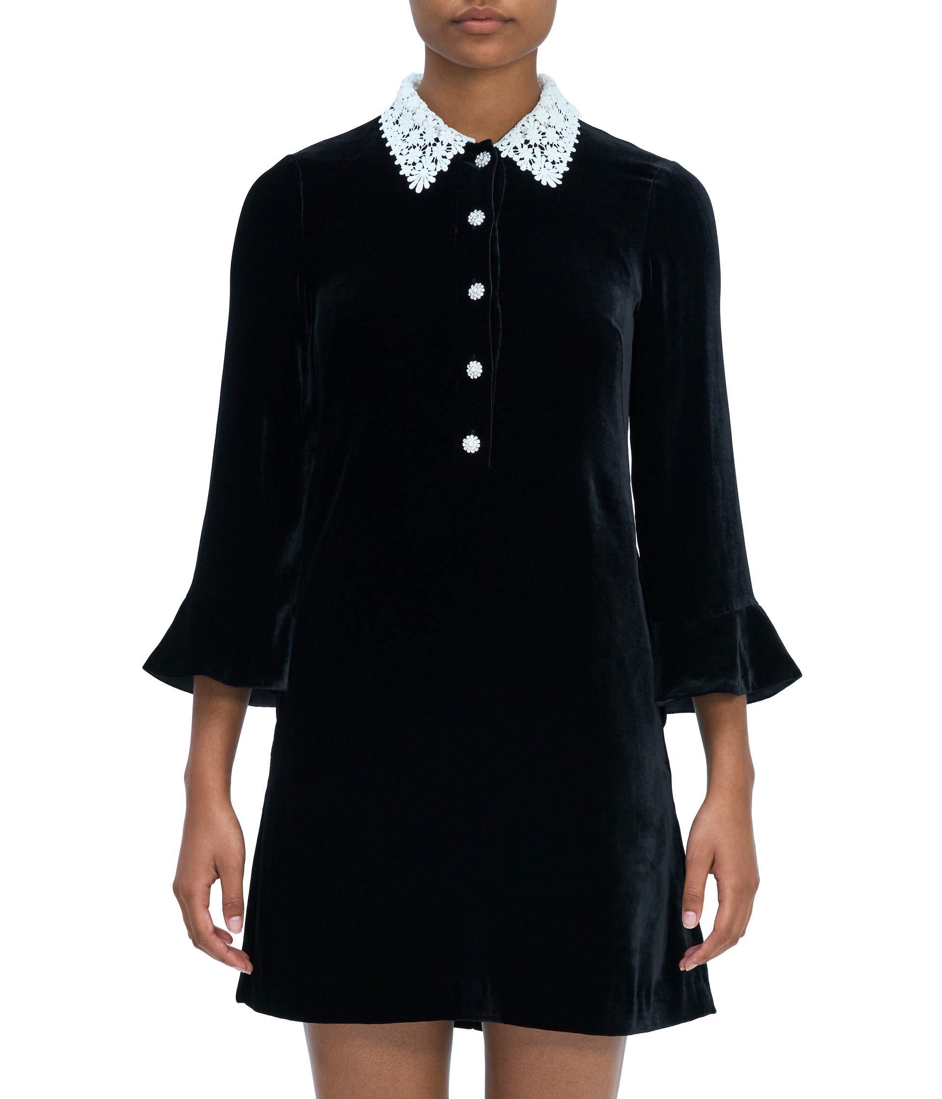 Kate Spade Velvet Jewel Button Shirtdress in Black | Lyst