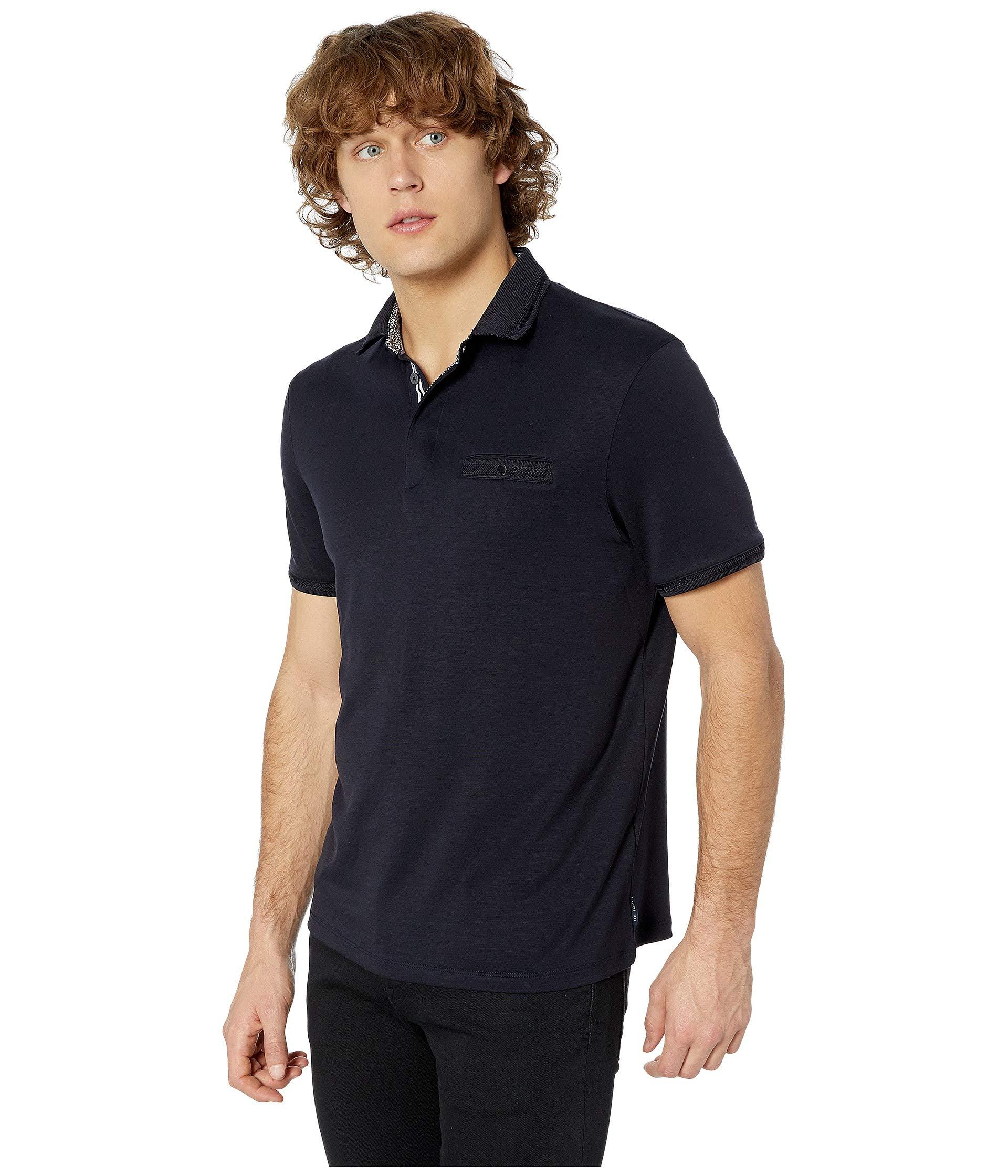 Download Ted Baker Synthetic Plaza Short Sleeve Polo Shirt in Navy ...