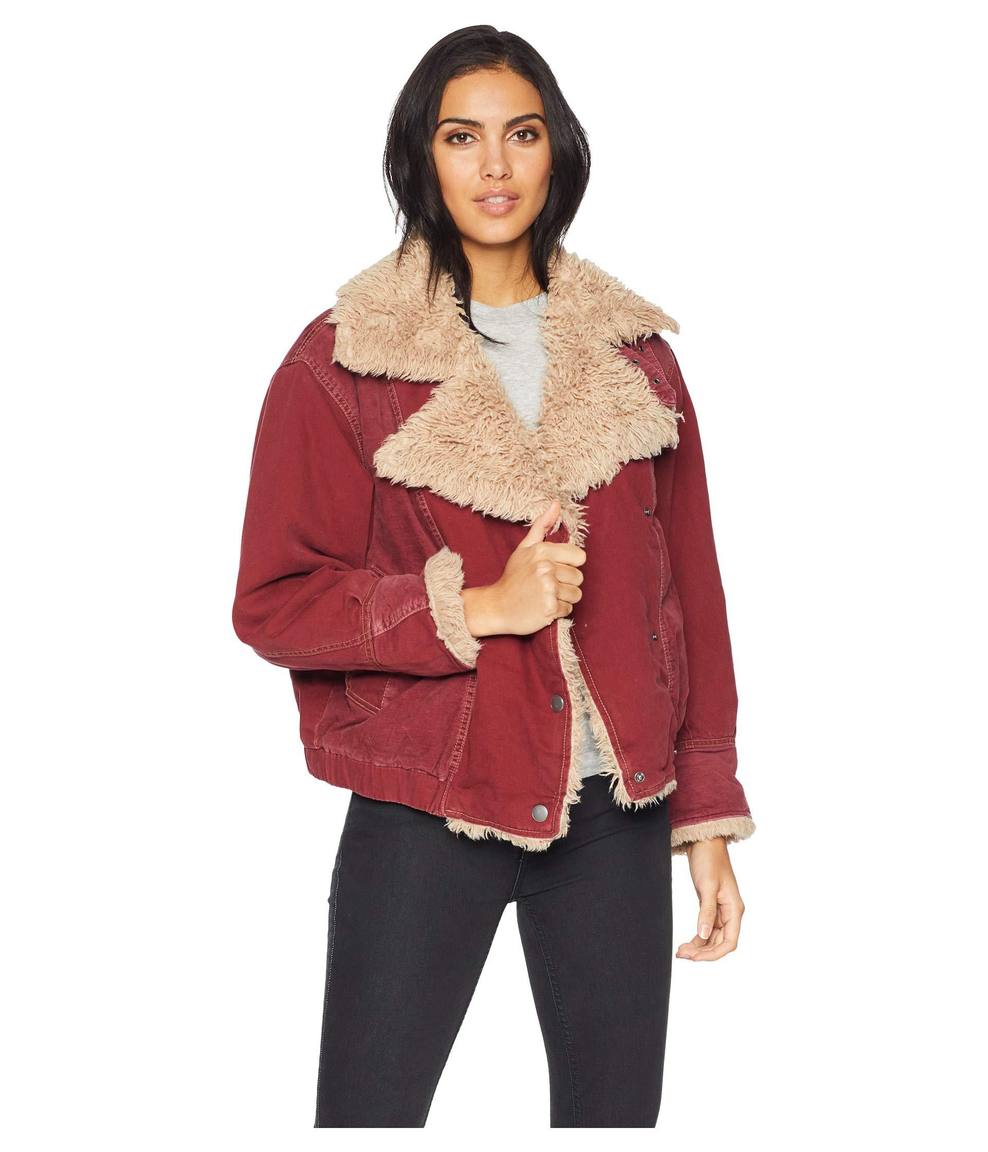 owen wine red oversized sherpa jacket 