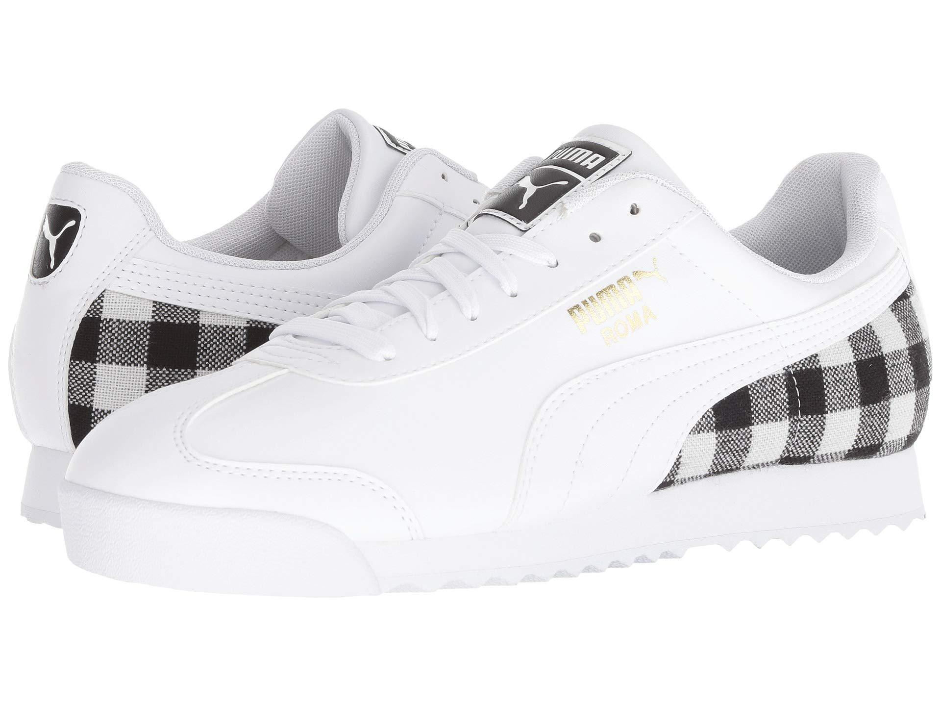 PUMA Roma Leather Flannel ( White/ Team Gold/ Black) Shoes for Men | Lyst