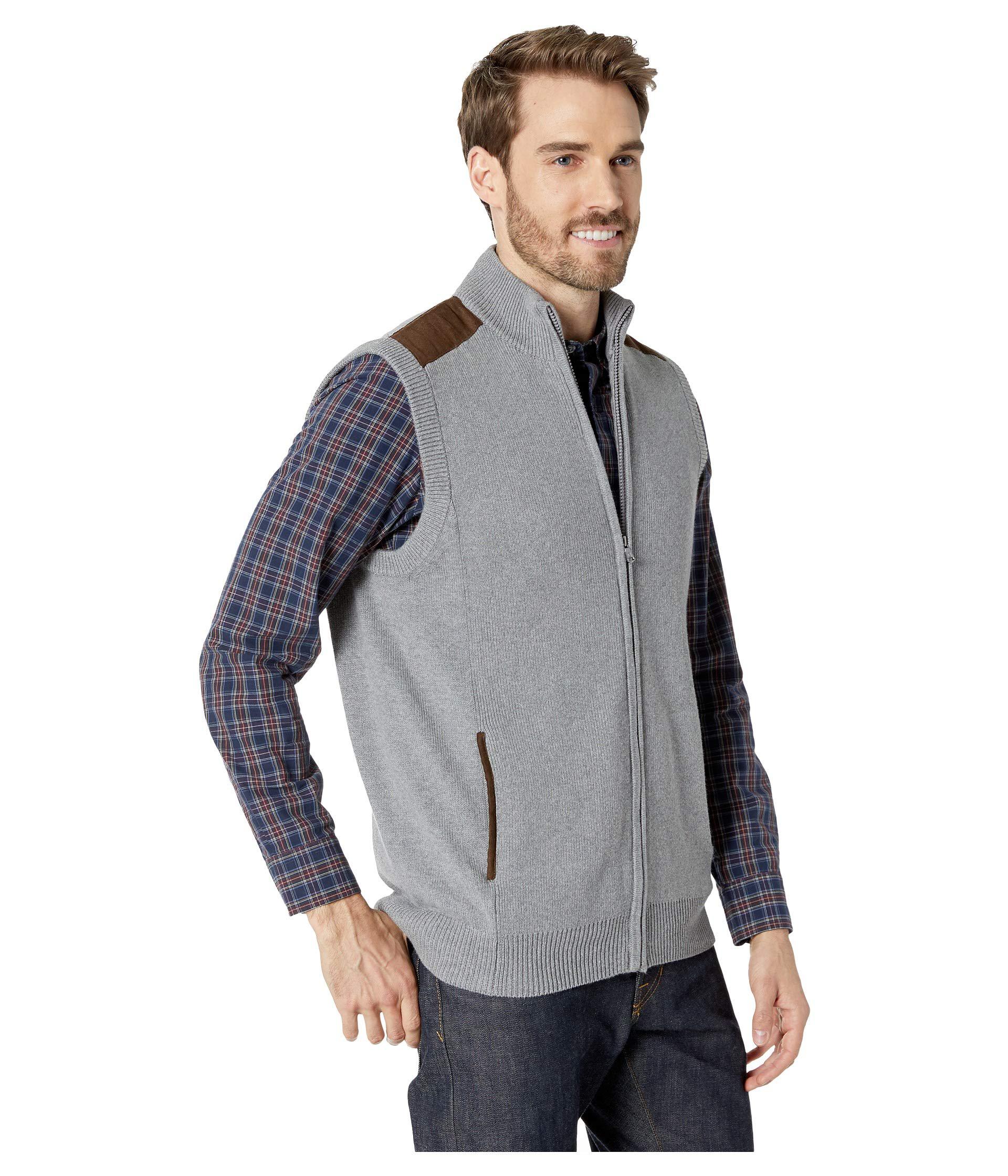 Download Chaps Cotton-zip Sweater Vest (steel Heather) Vest in Gray ...