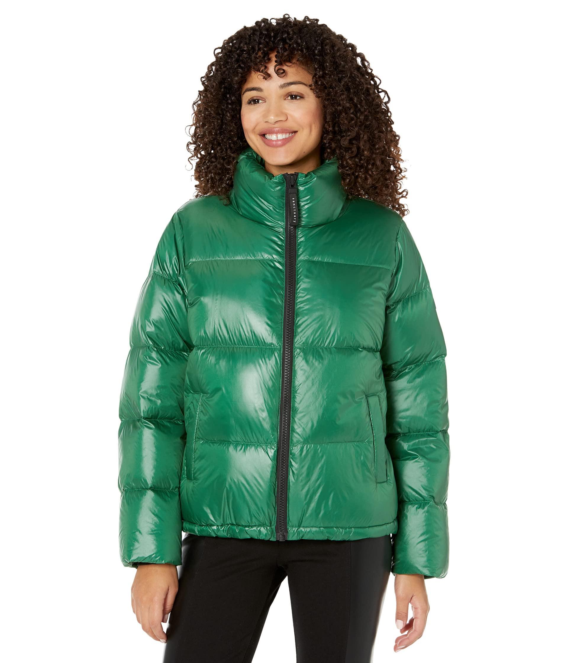 Sanctuary Down Short Puffer Up Jacket in Green Lyst