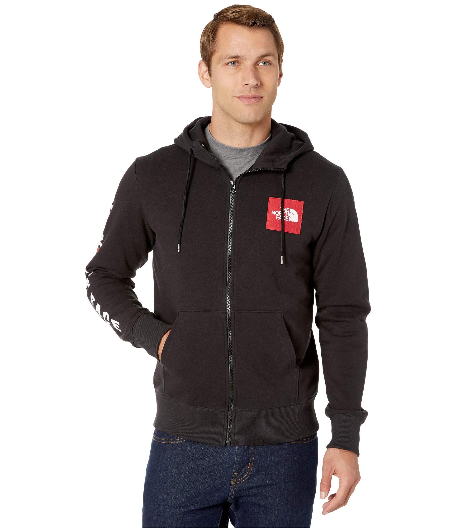 The North Face Cotton Red Box Patch Full Zip Hoodie In Black For Men Lyst