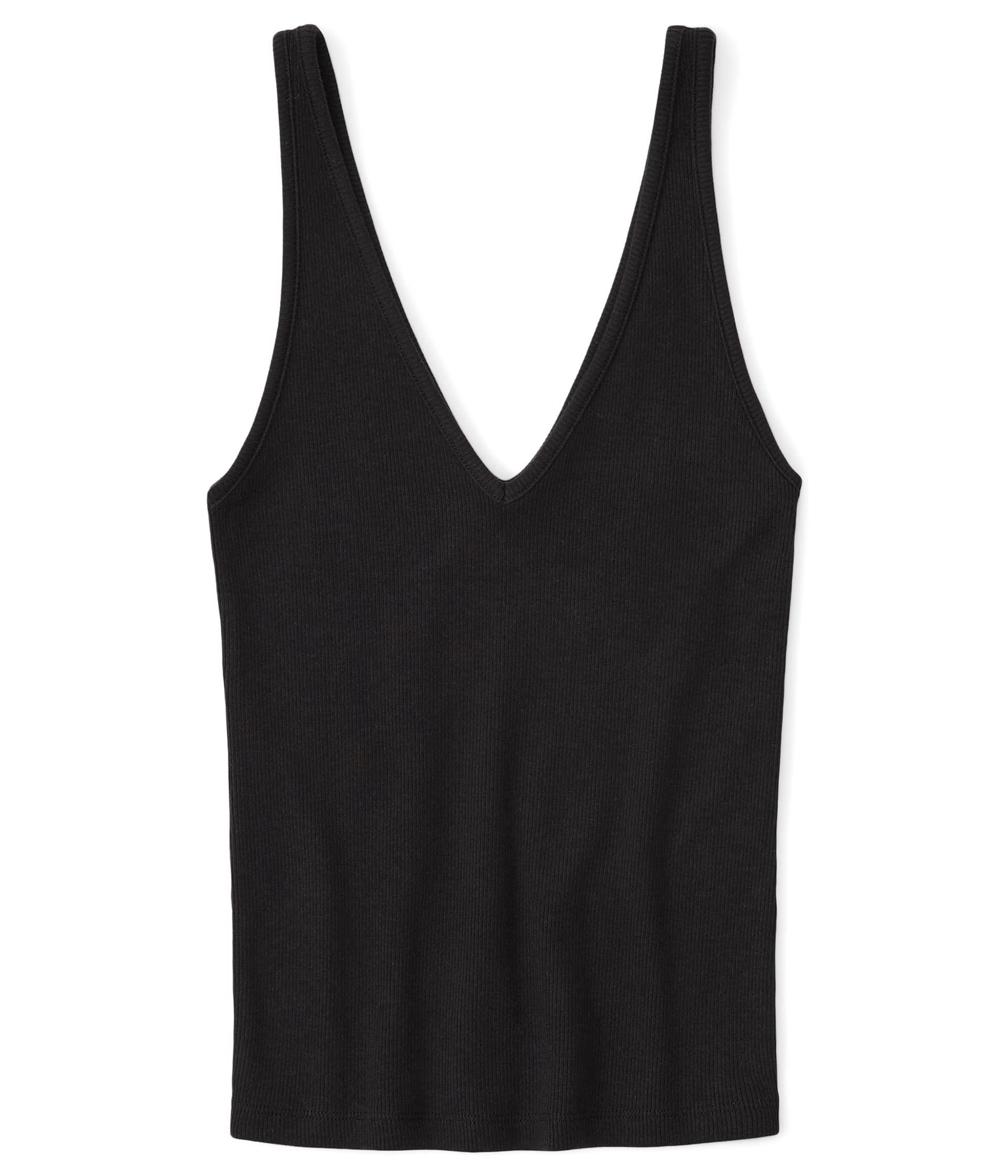 Abercrombie & Fitch Ribbed Vneck Tank in Black Lyst