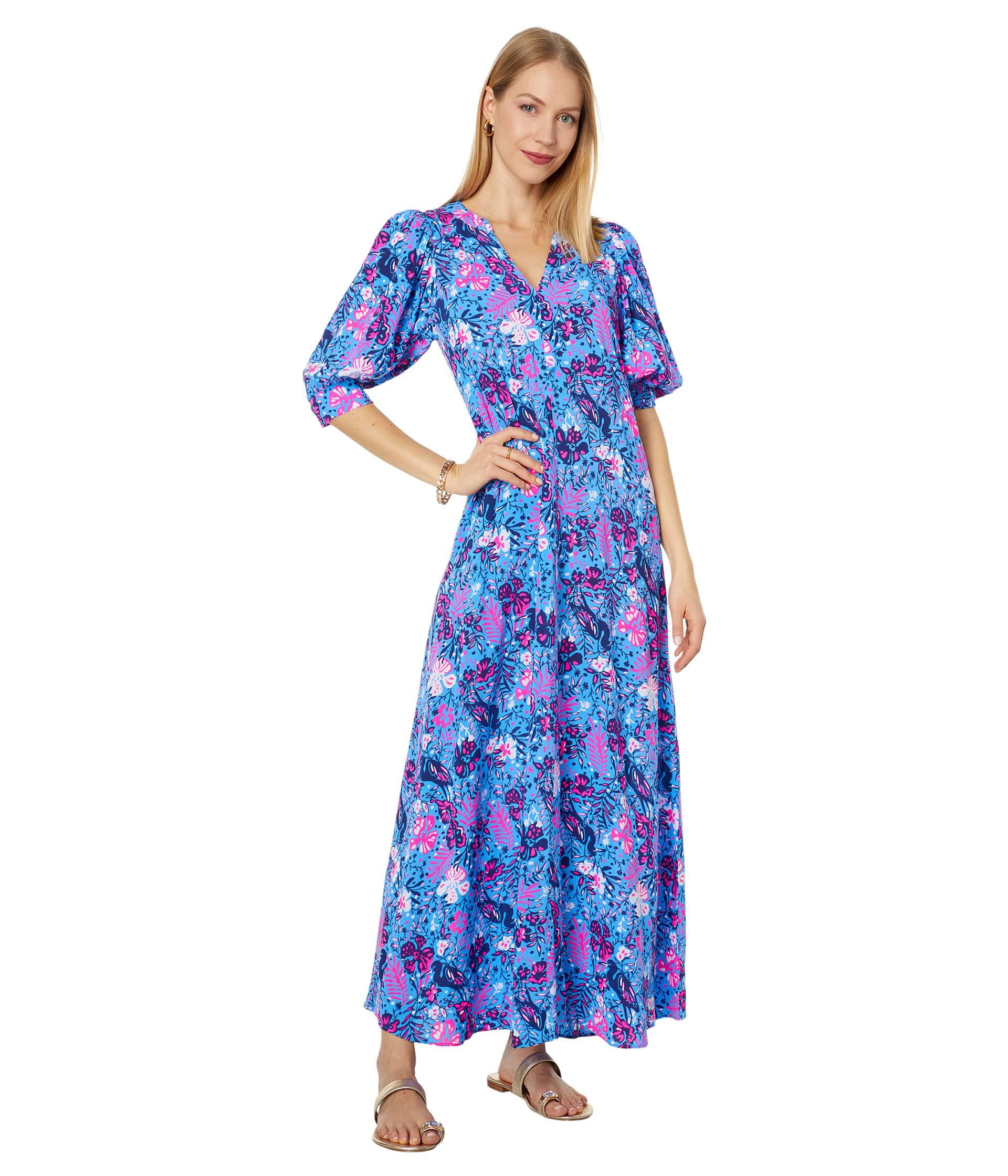 Lilly Pulitzer Andrei Elbow Sleeve Maxi Dress in Blue | Lyst