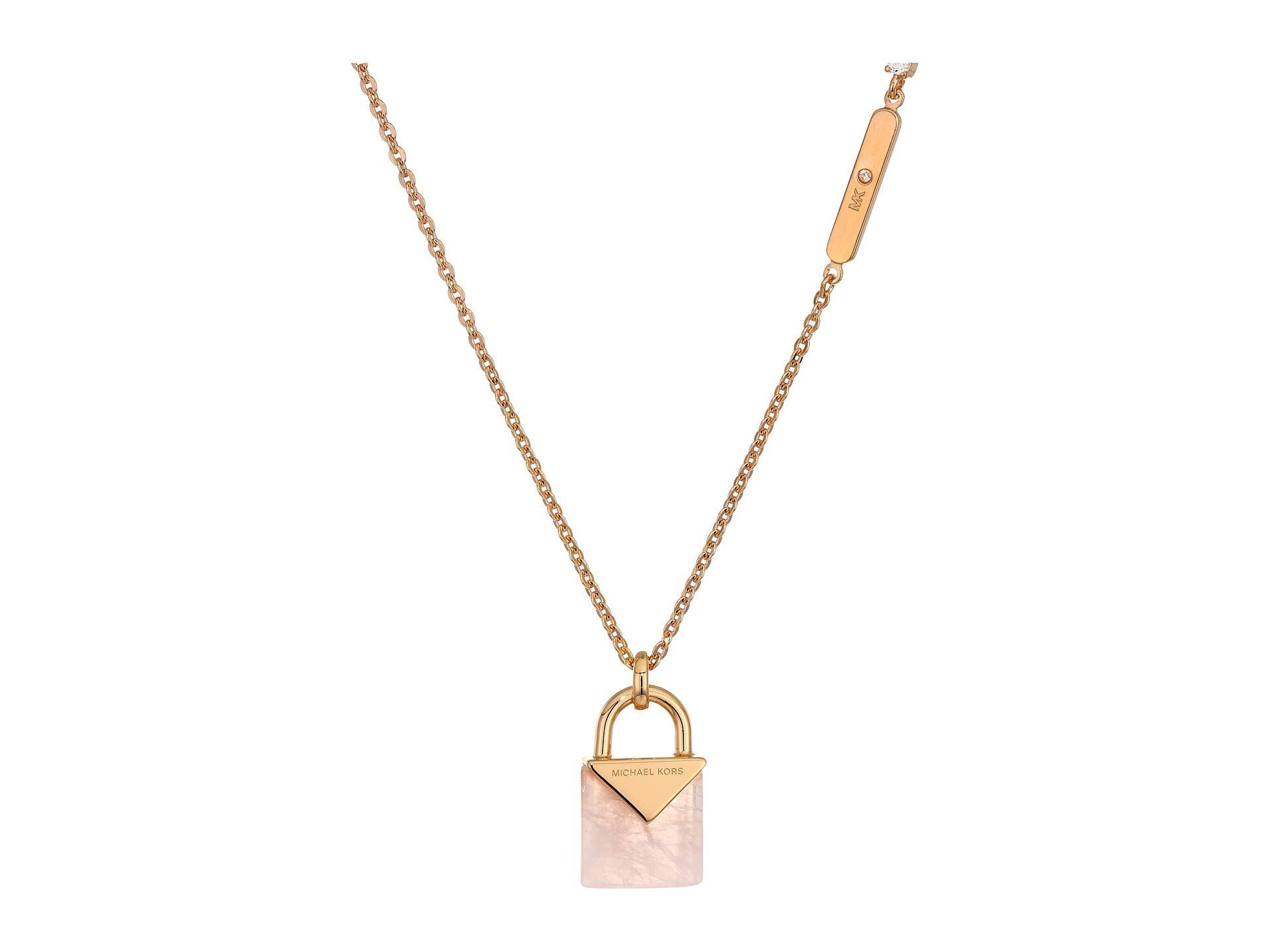 michael kors rose gold lock necklace