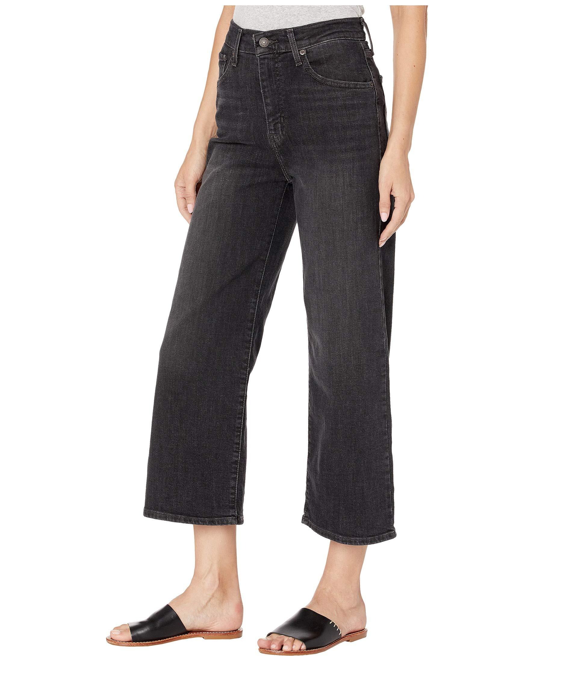 Levi's Mile High Wide Leg Crop Jeans in Black | Lyst