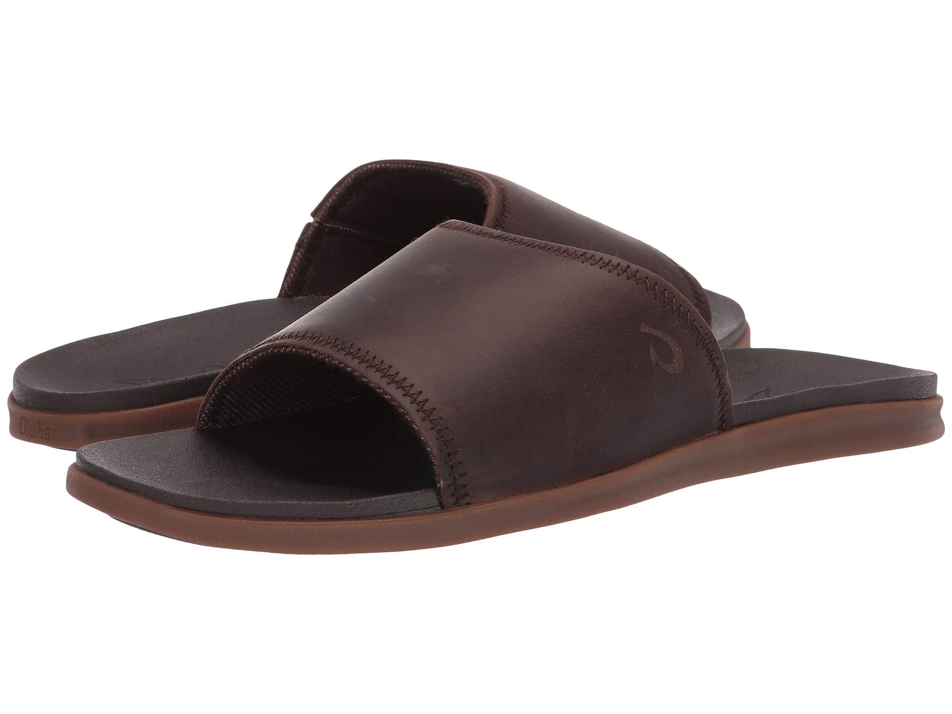 Olukai Leather Alania Slide in Brown for Men - Lyst