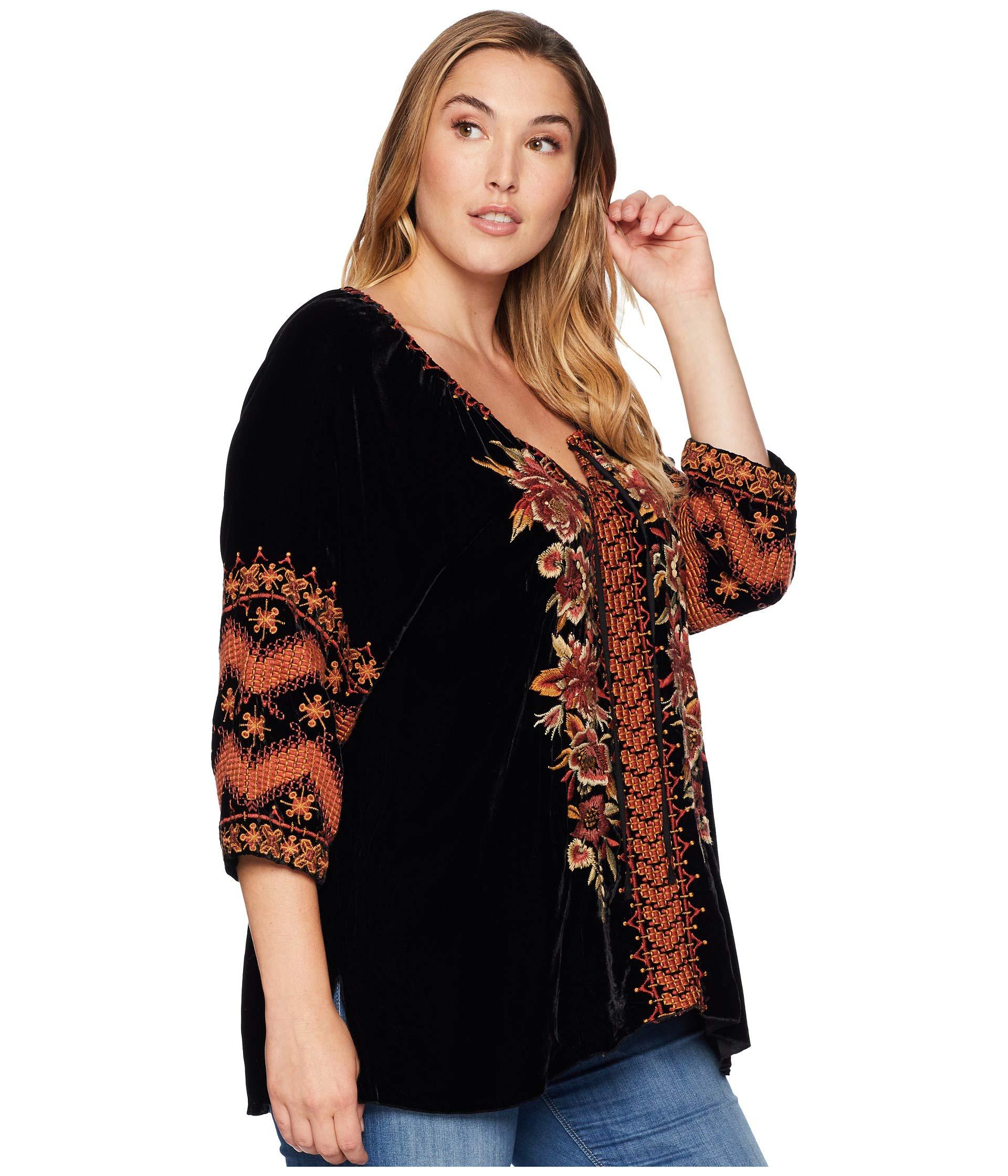 johnny was elim velvet peasant blouse