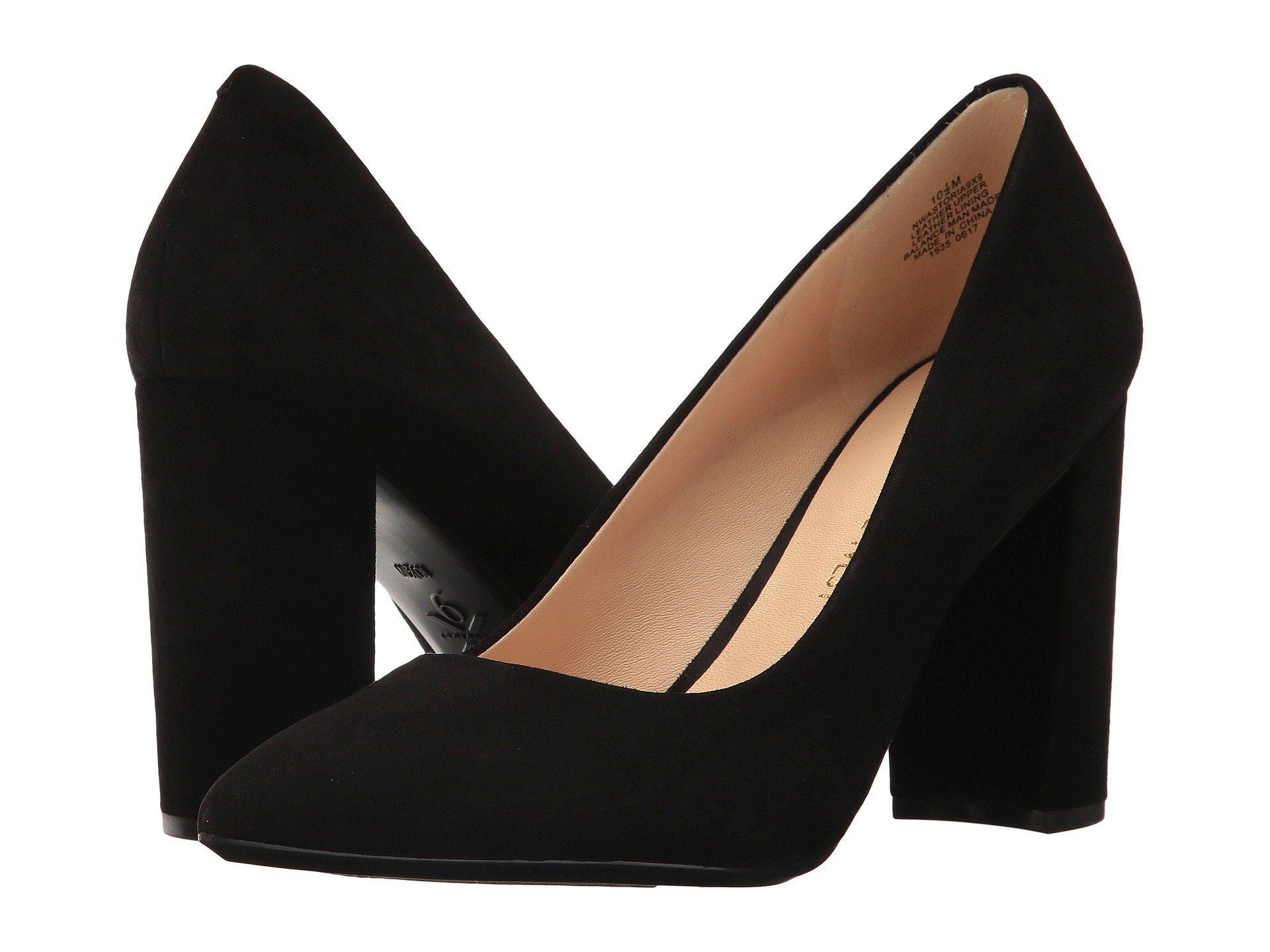 Nine West Suede Astoria9x9 Block Heel Pump in Black | Lyst